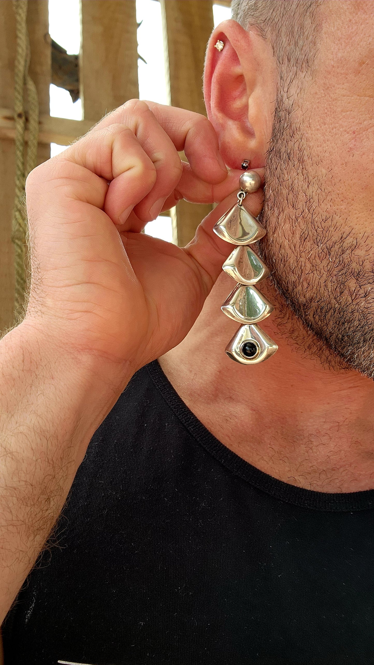 Rare Find ! - Vintage 1970s Taxco Modernist Statement Earrings by Fer’s.