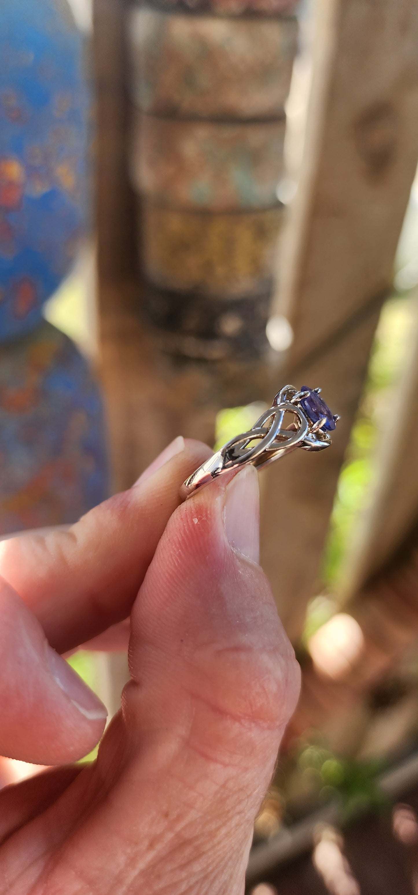 Romantic Sterling Silver & Tanzanite Infinity Love Knot Ring.