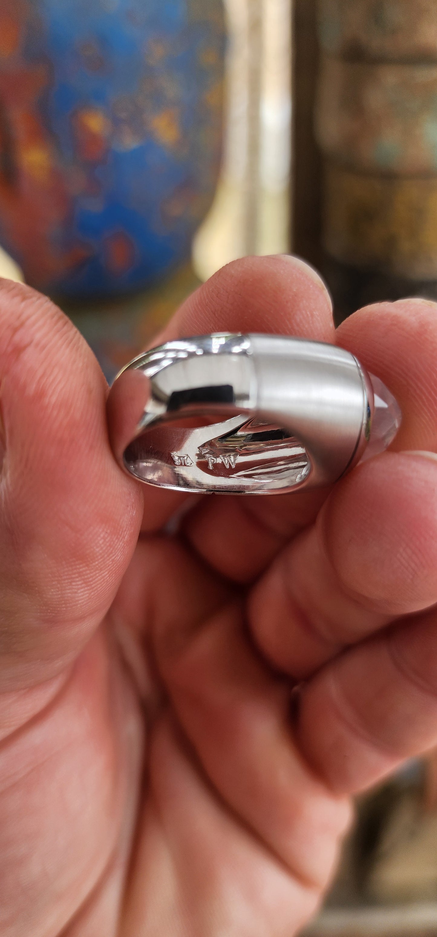 How marvellous is this beauty! This exceptional modernist statement ring is a striking designer creation by Mark Solomon of Cape Town.