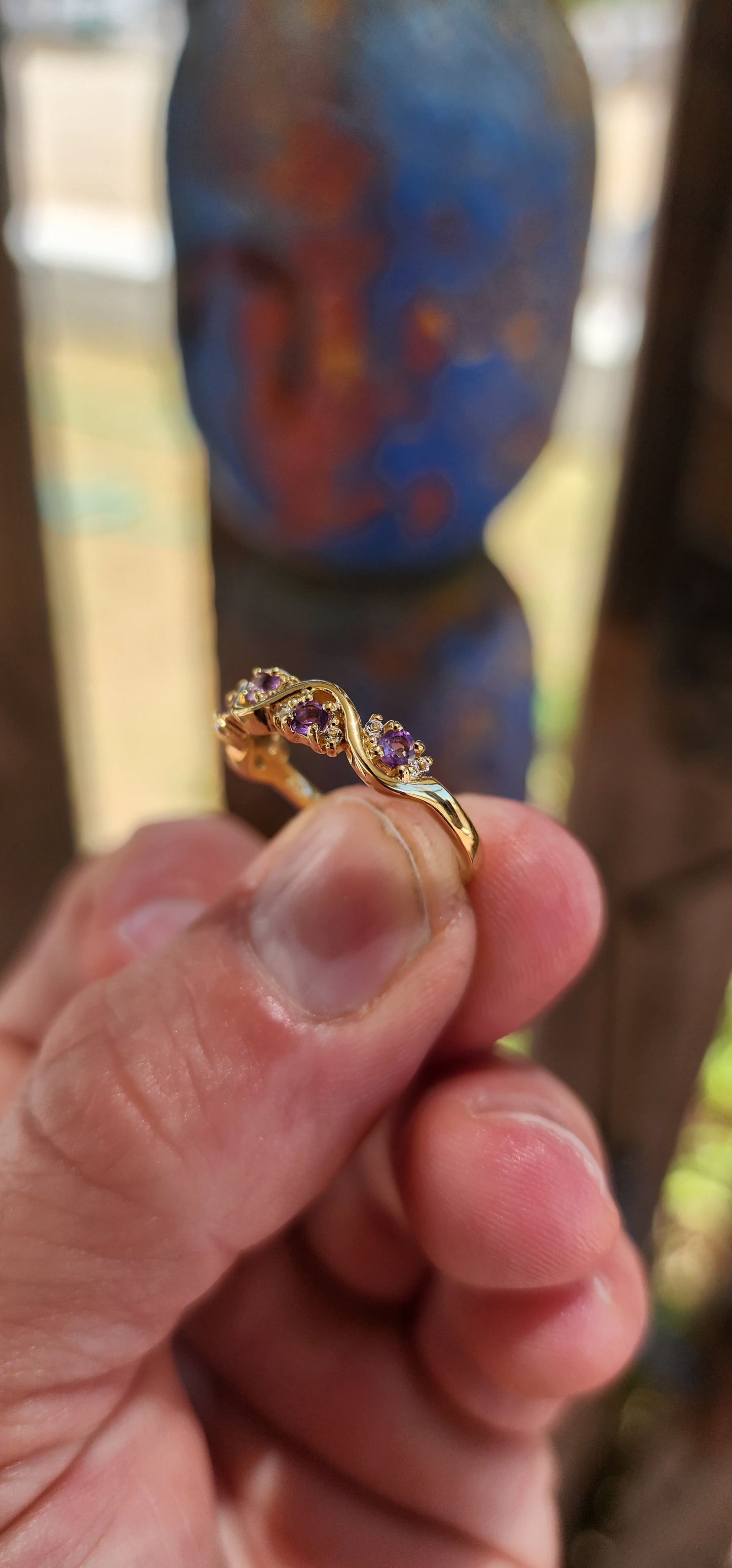 Amethyst "Wave" Half Eternity Stacking ring.