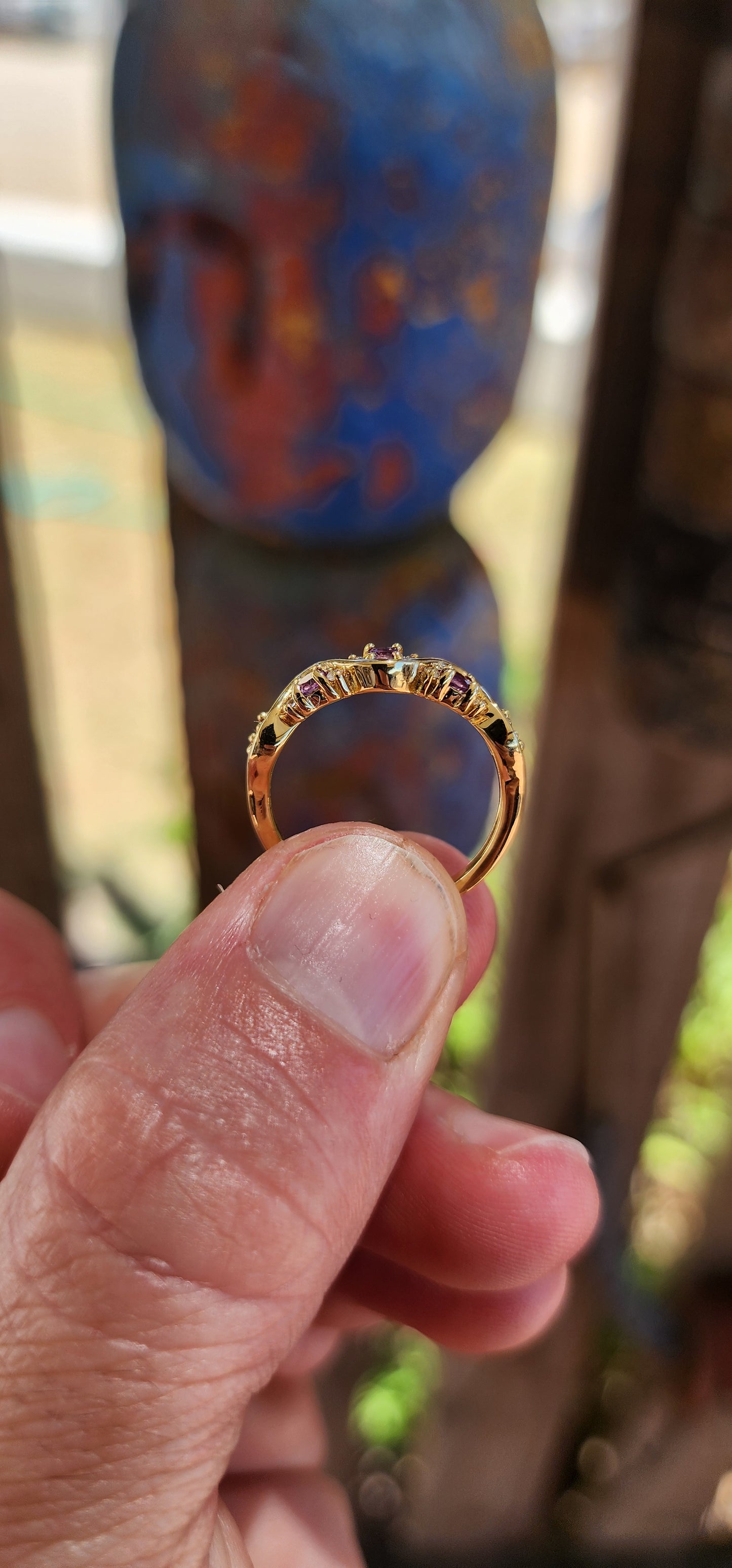 Amethyst "Wave" Half Eternity Stacking ring.