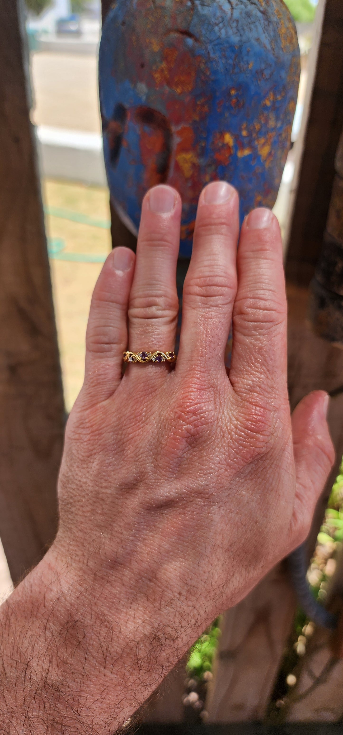 Amethyst "Wave" Half Eternity Stacking ring.