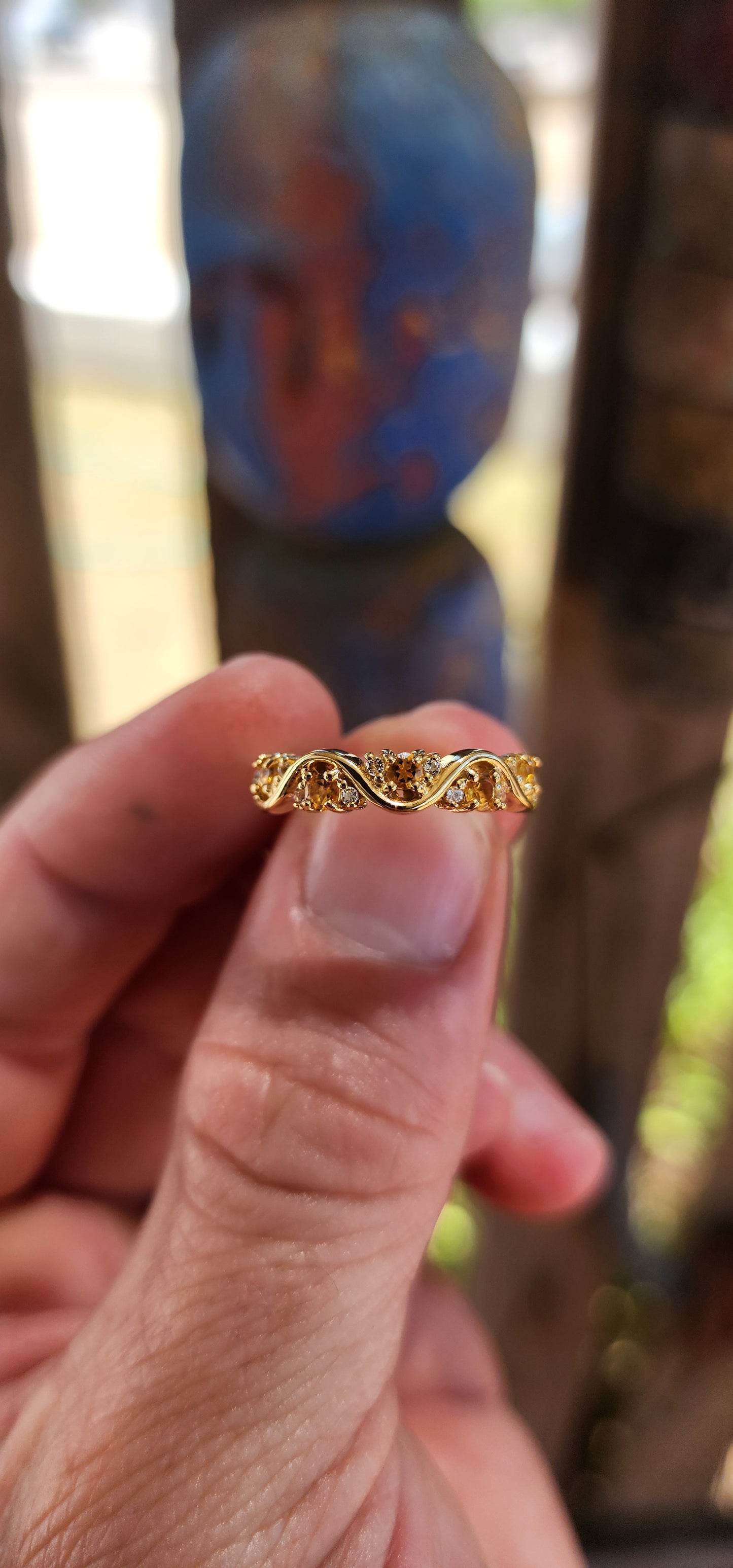 Orange Madeira Citrine "Wave" Half Eternity Stacking ring.