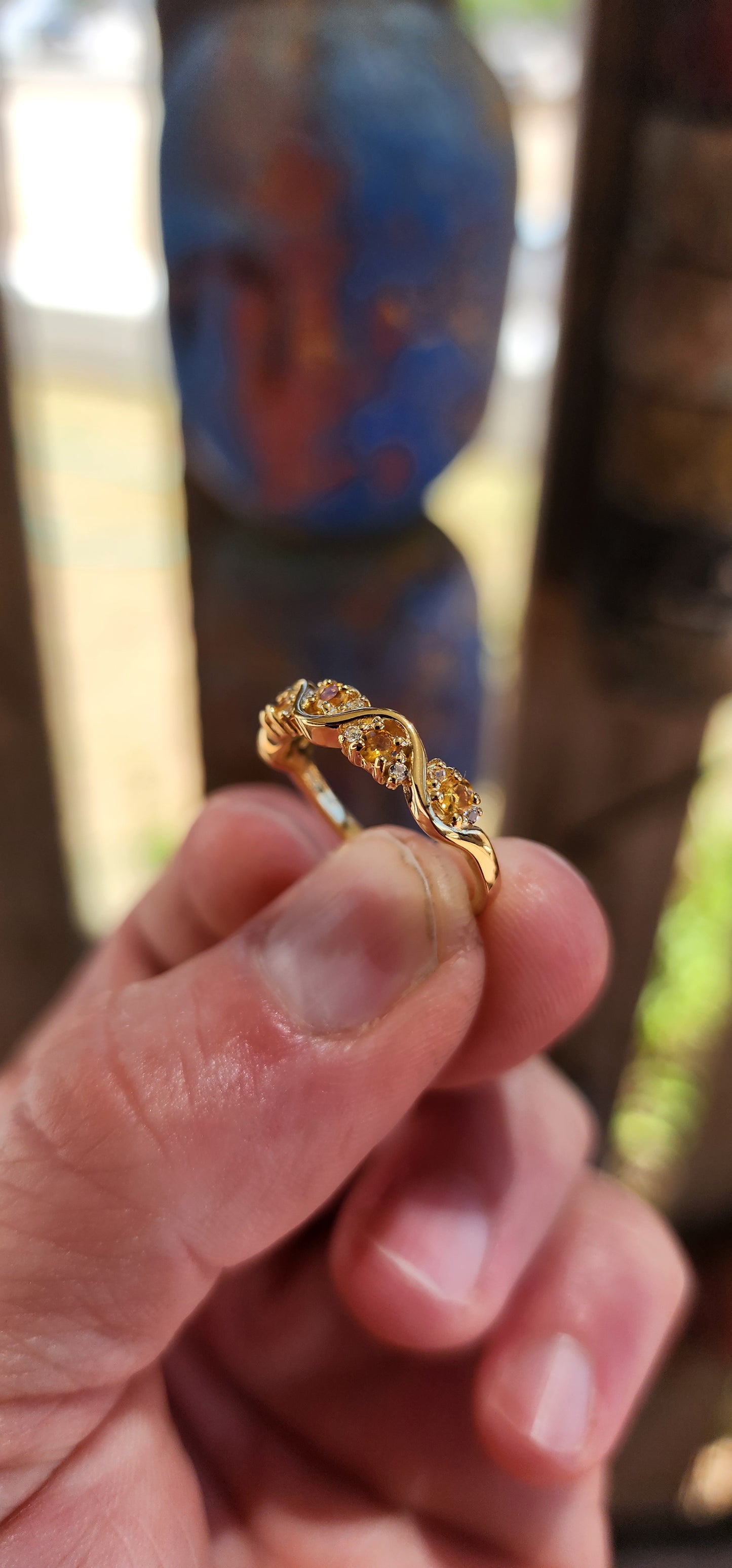 Orange Madeira Citrine "Wave" Half Eternity Stacking ring.