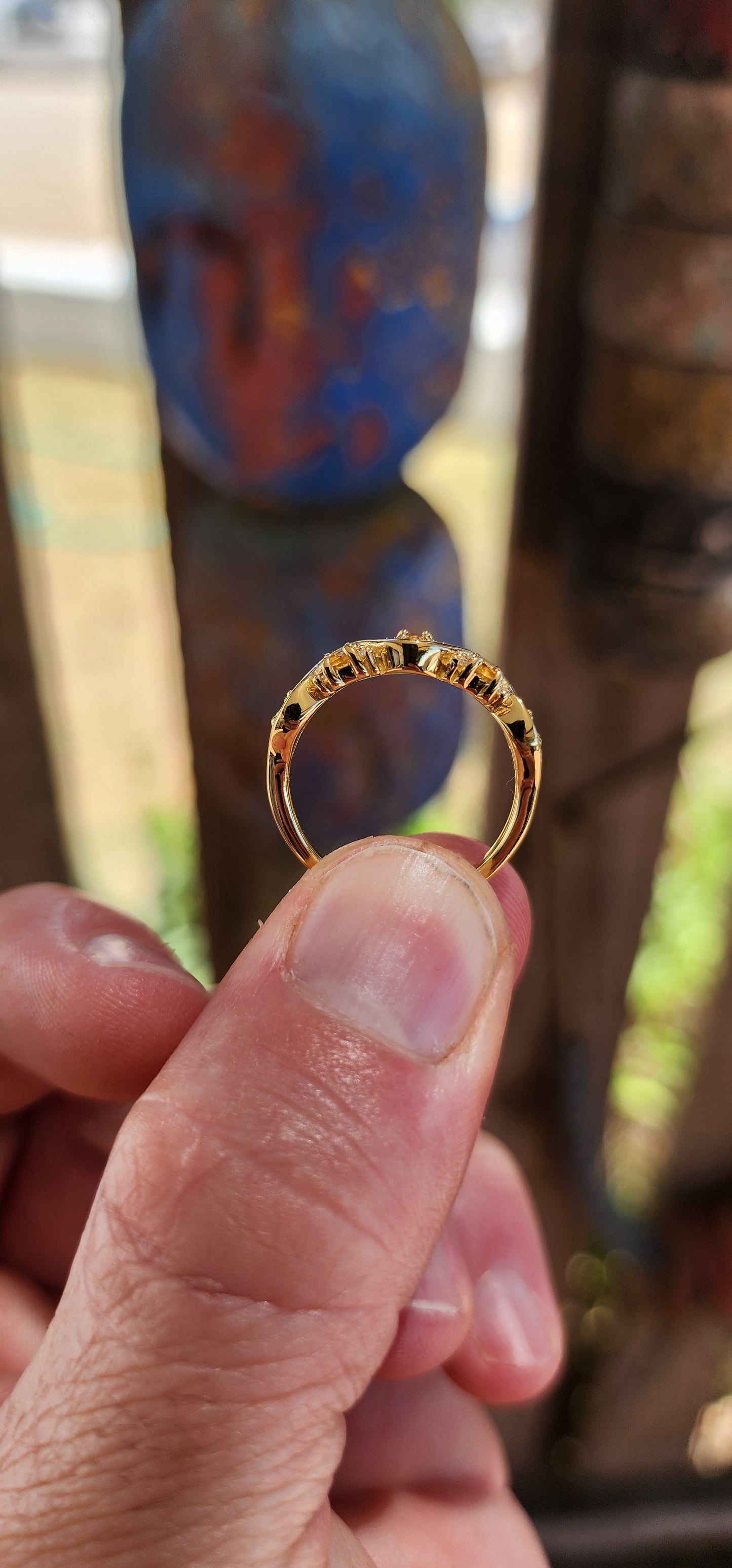 Orange Madeira Citrine "Wave" Half Eternity Stacking ring.