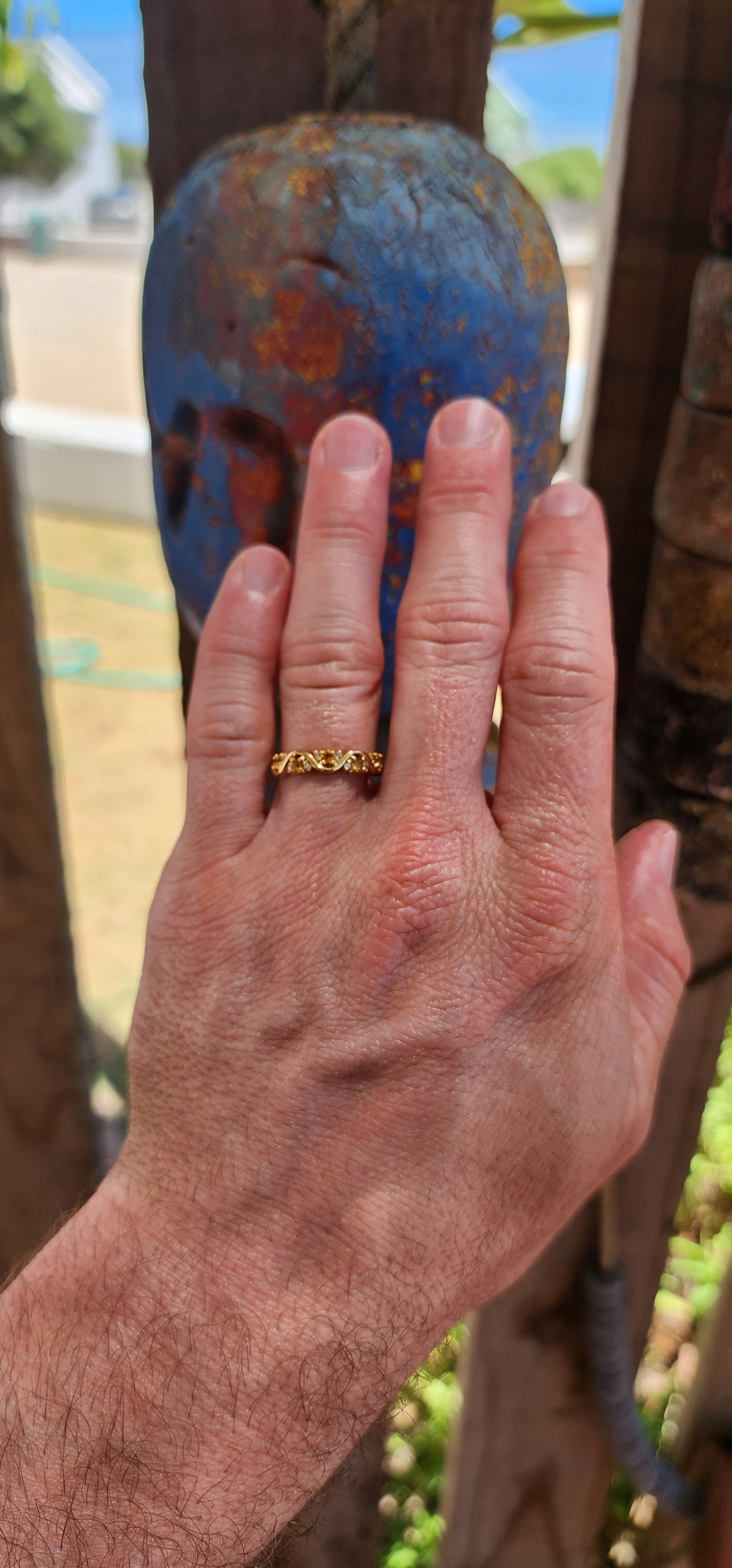 Orange Madeira Citrine "Wave" Half Eternity Stacking ring.