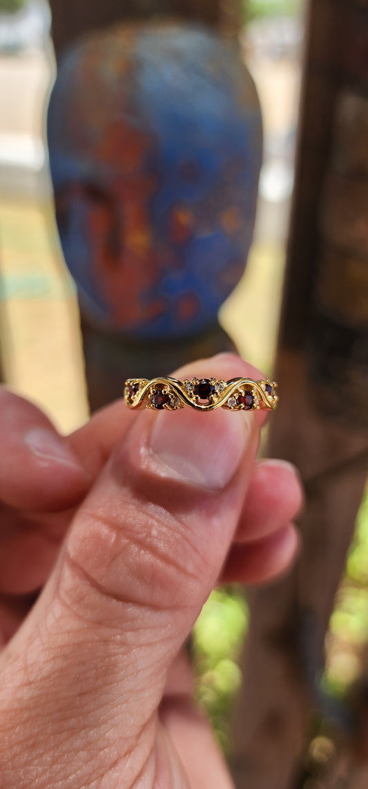Garnet "Wave" Half Eternity Stacking ring.