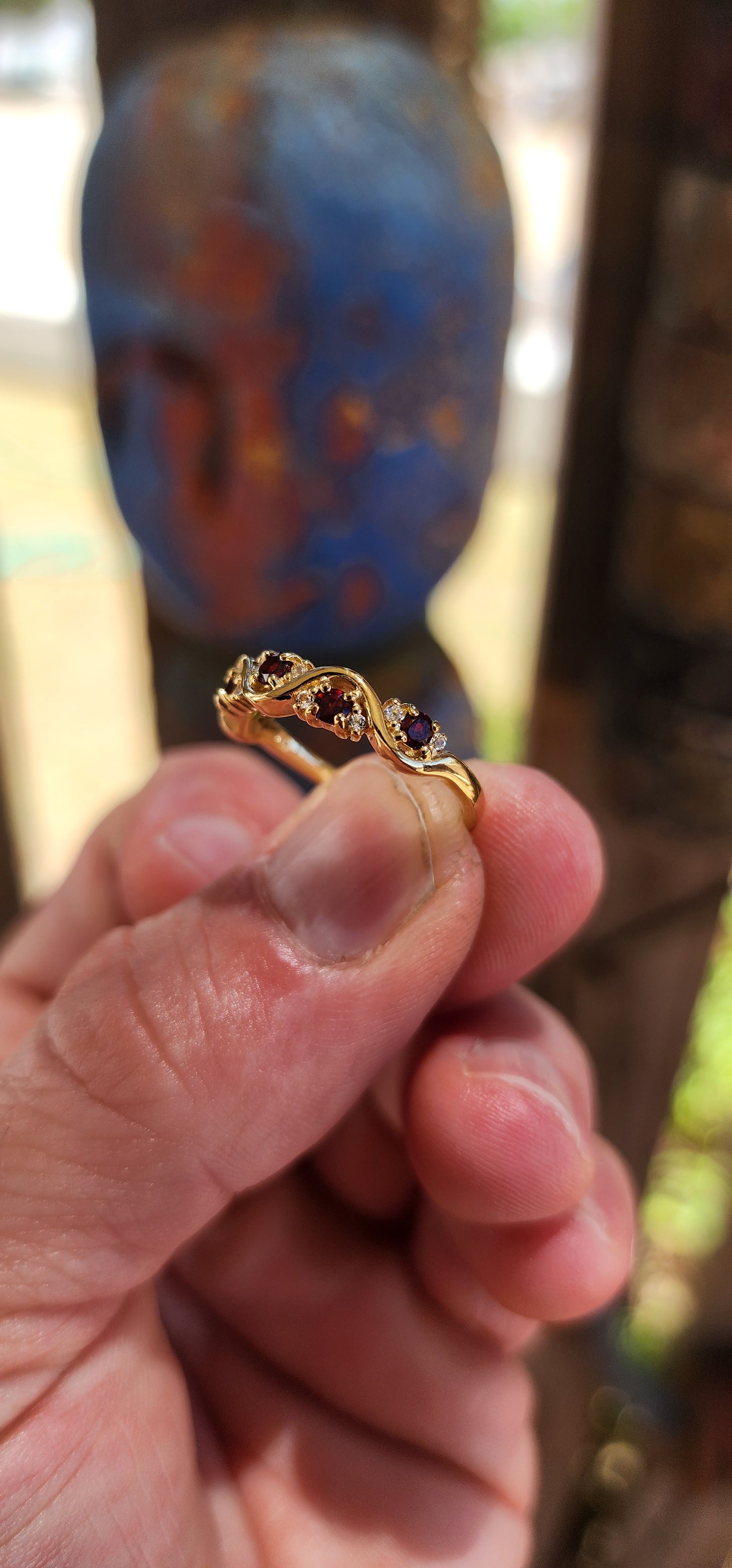 Garnet "Wave" Half Eternity Stacking ring.