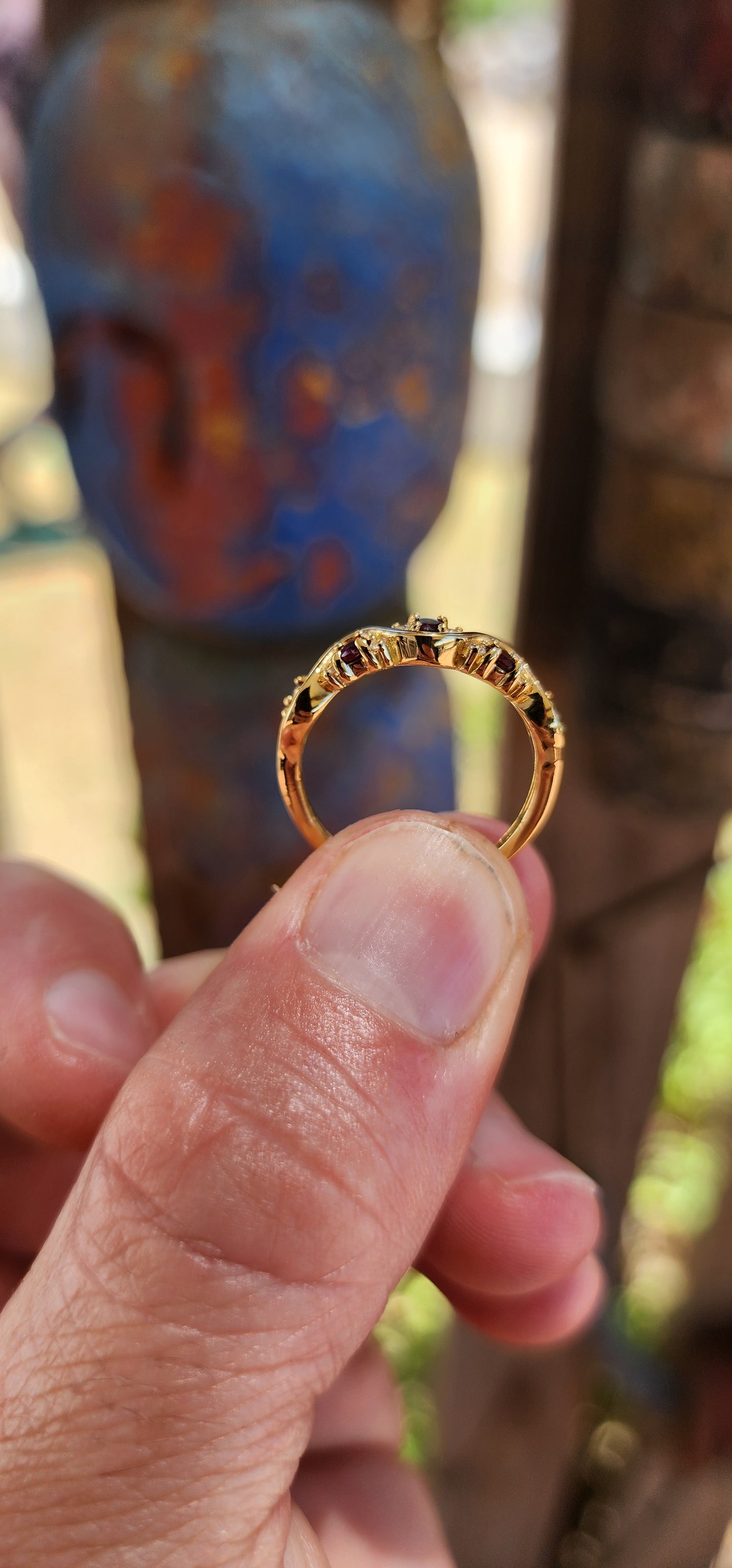 Garnet "Wave" Half Eternity Stacking ring.