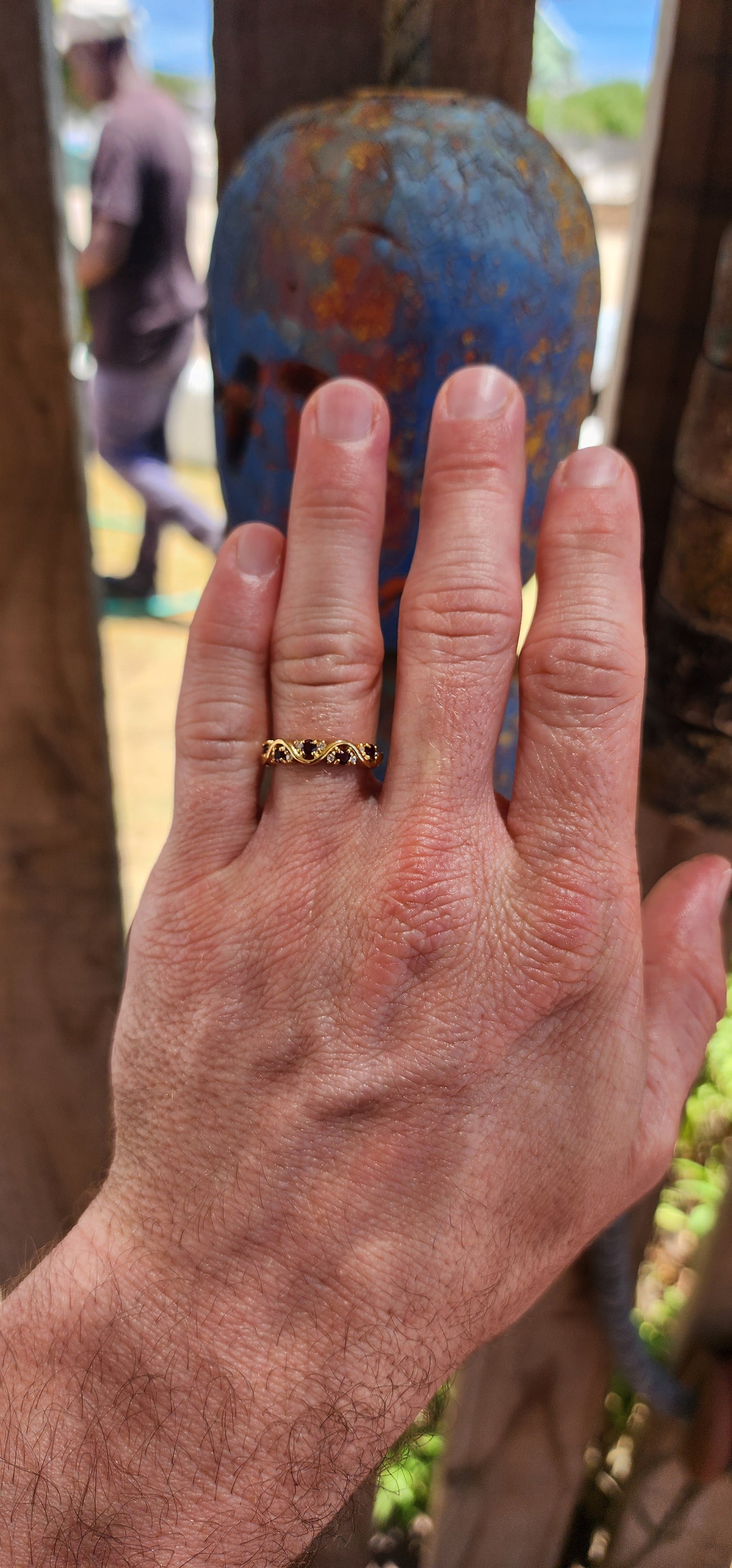 Garnet "Wave" Half Eternity Stacking ring.