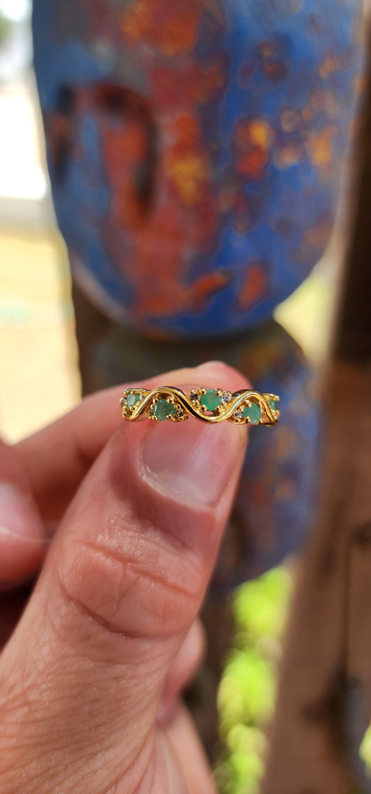 Emerald "Wave" Half Eternity Stacking ring.