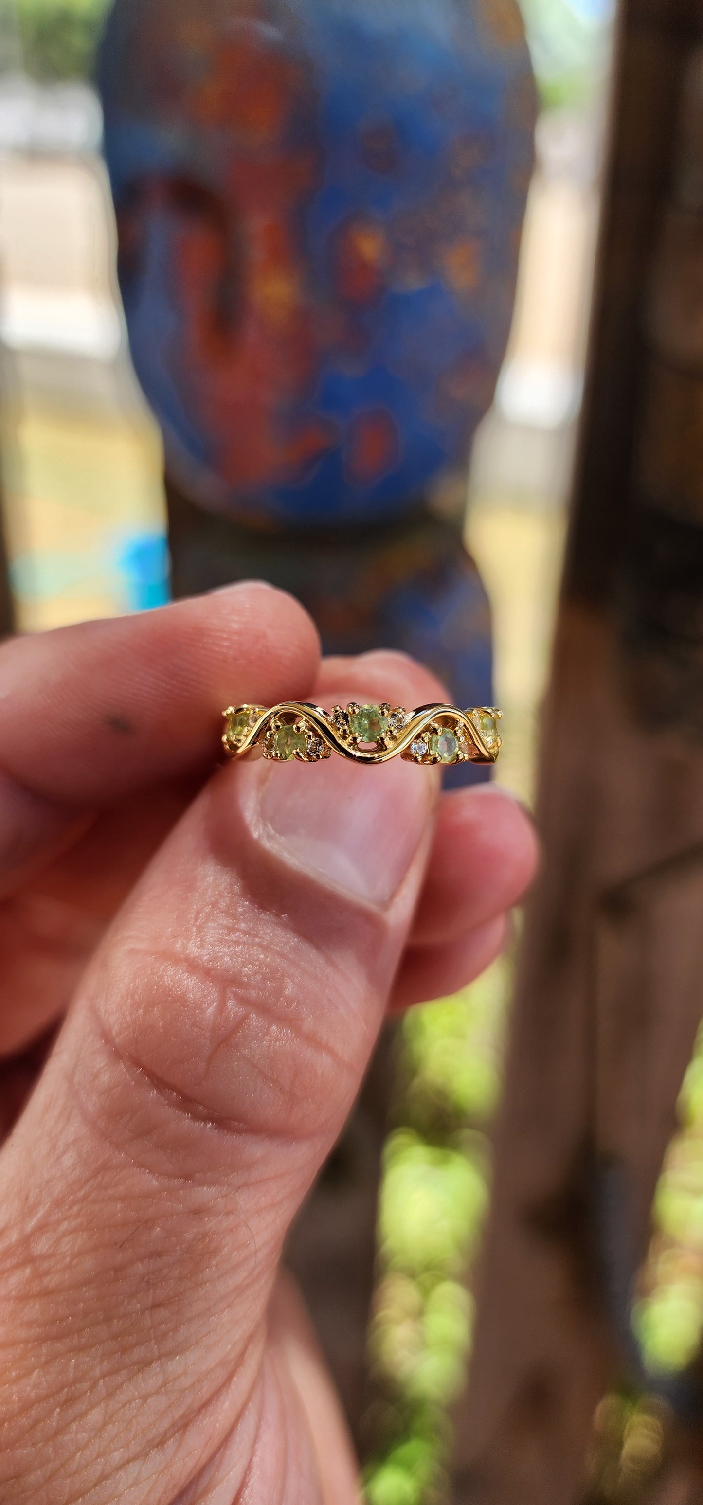 Peridot "Wave" Half Eternity Stacking ring.