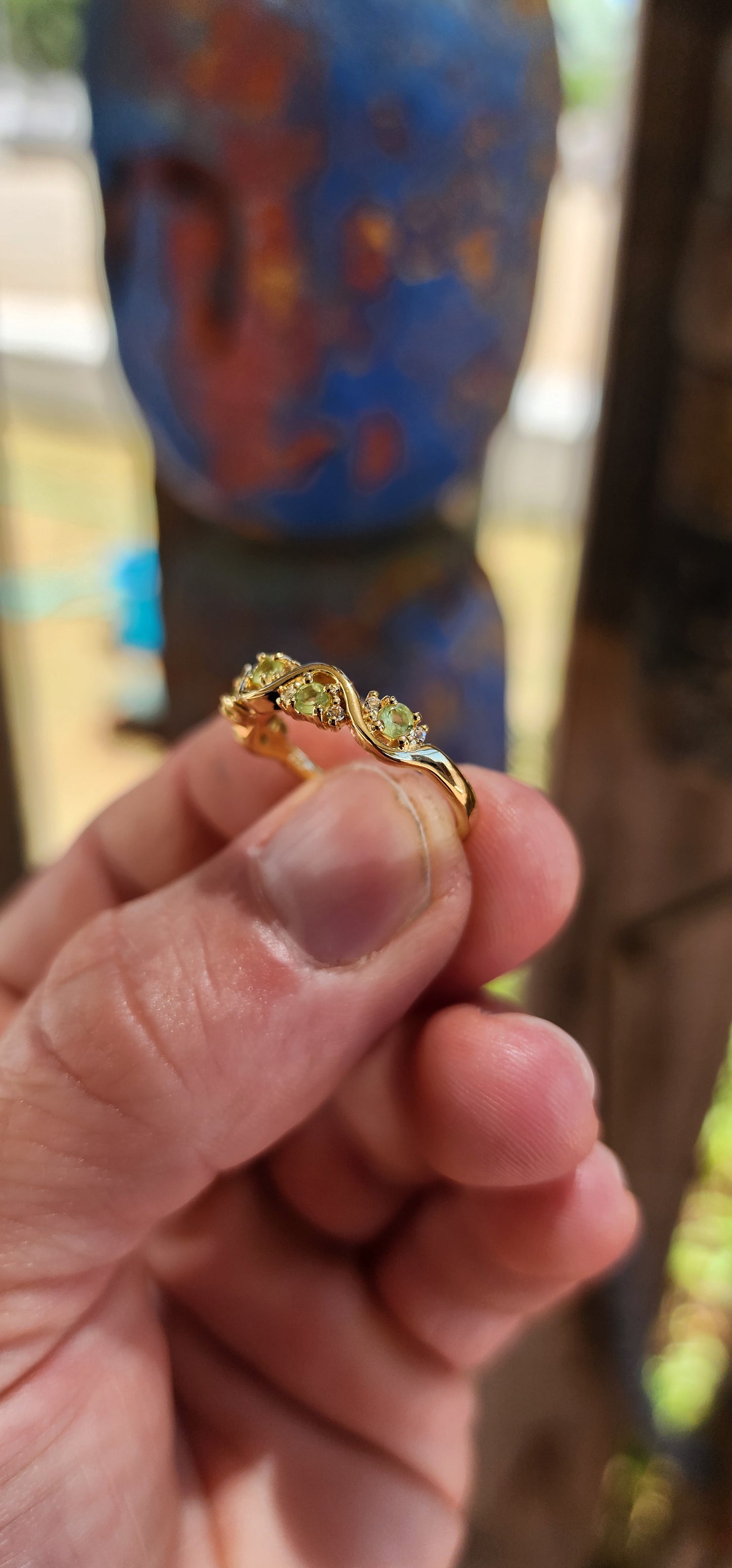 Peridot "Wave" Half Eternity Stacking ring.
