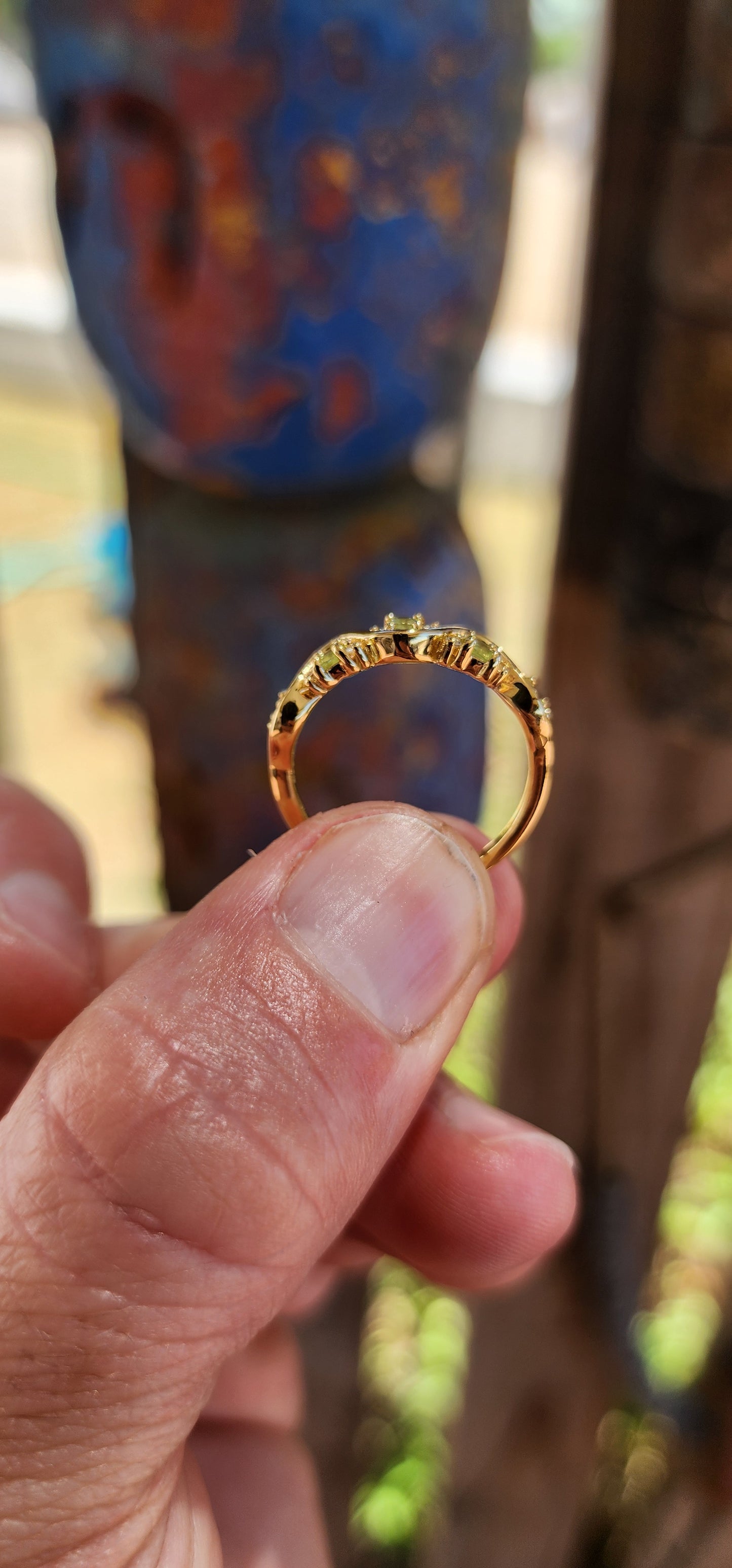 Peridot "Wave" Half Eternity Stacking ring.