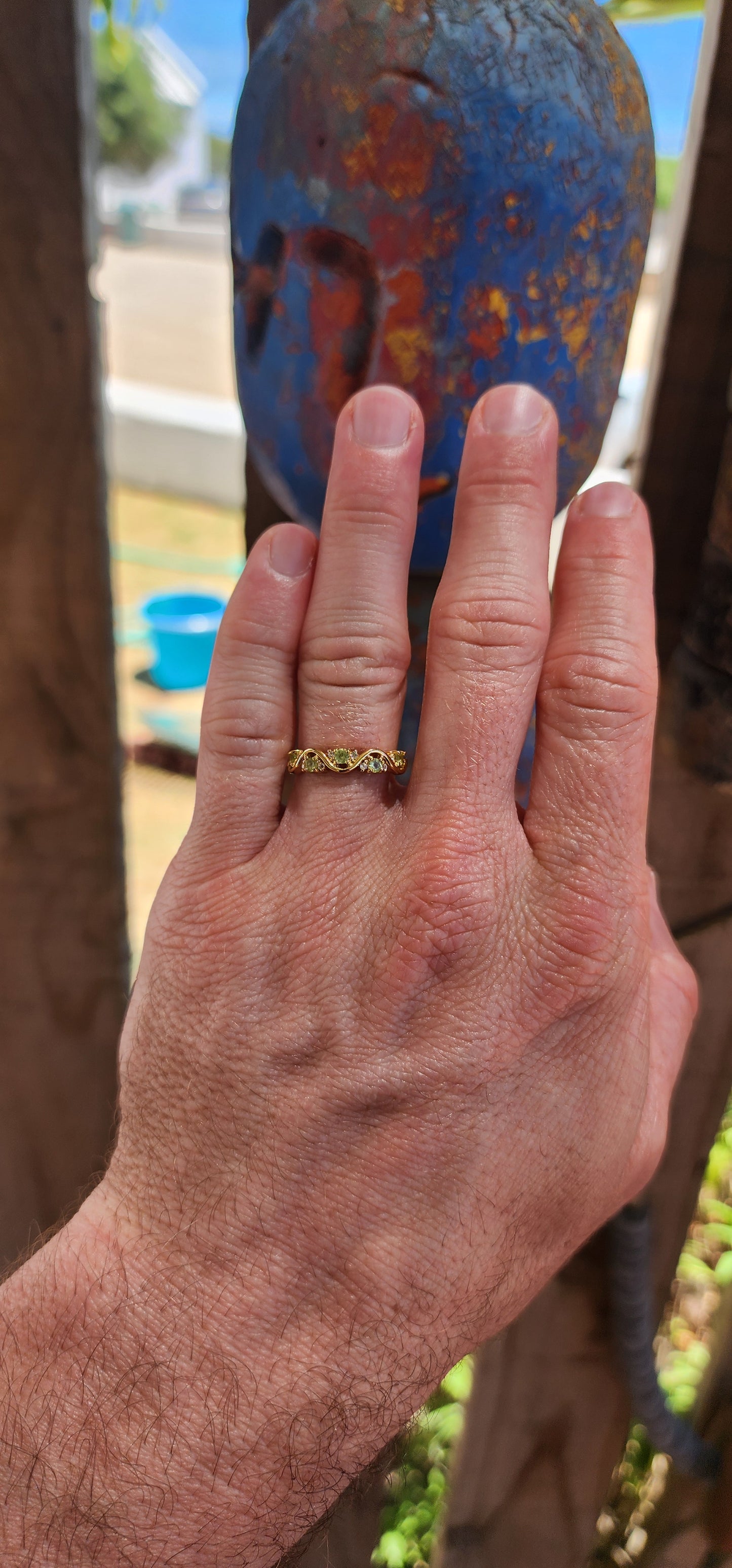 Peridot "Wave" Half Eternity Stacking ring.