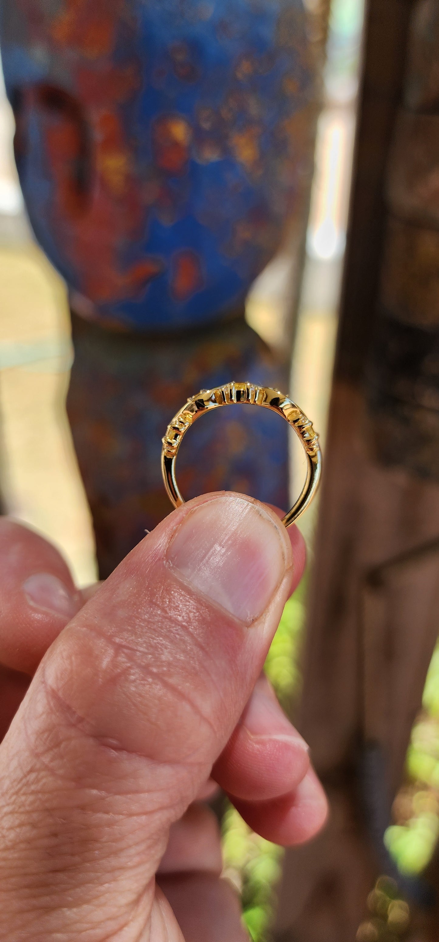 Yellow Sapphire "Wave" Half Eternity Stacking ring.