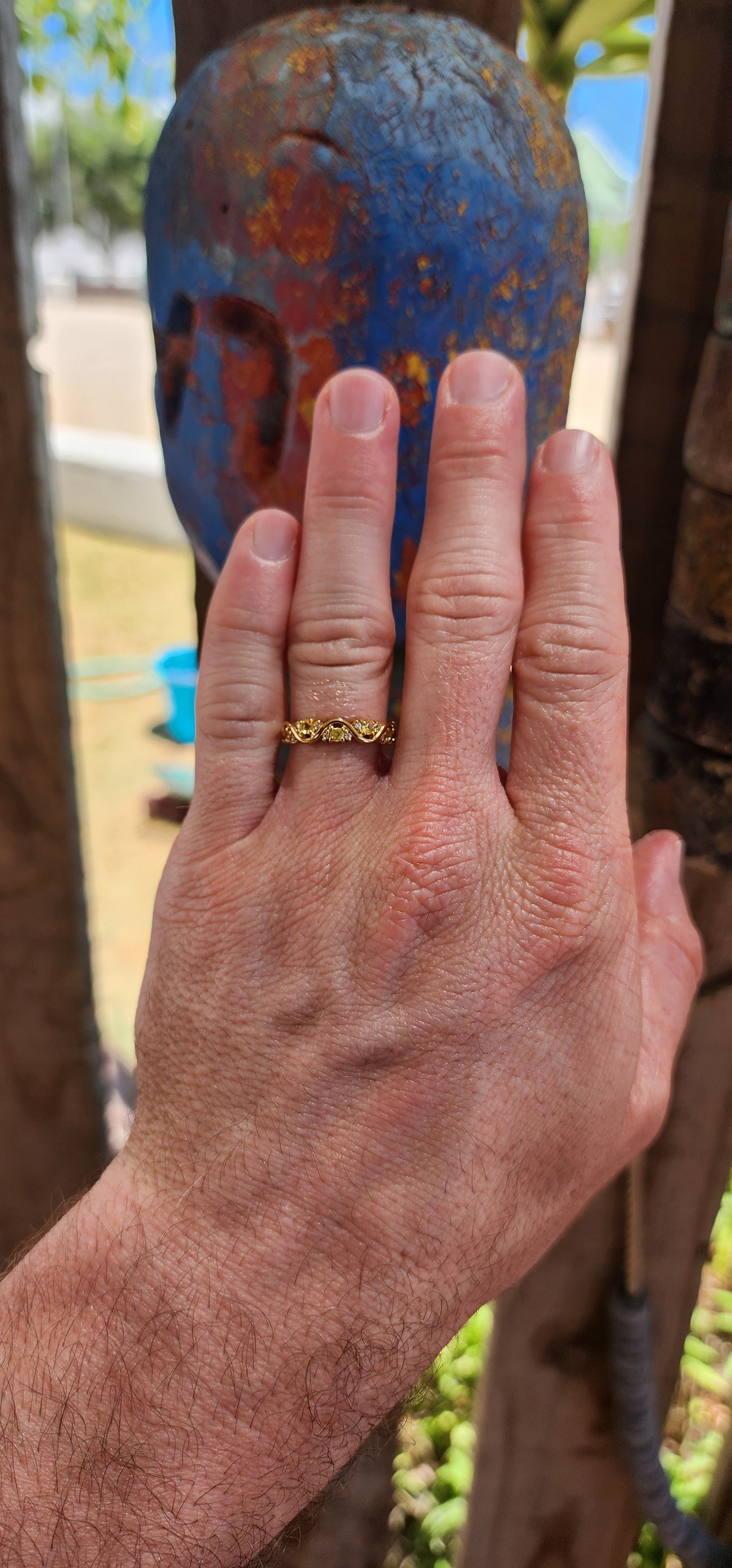 Yellow Sapphire "Wave" Half Eternity Stacking ring.