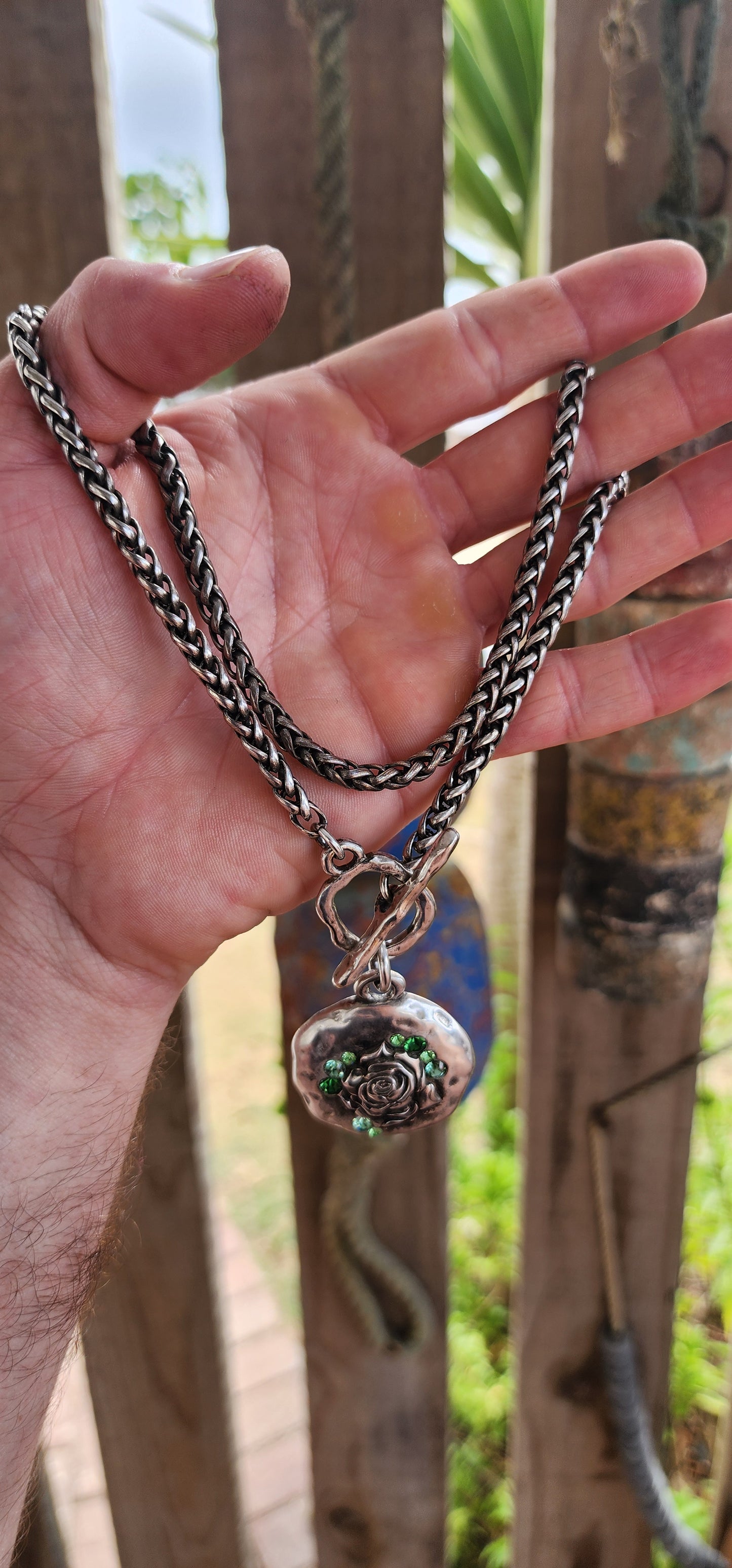 Chunky Vintage Danon Rose Necklace – Israeli Designer Costume Jewellery.