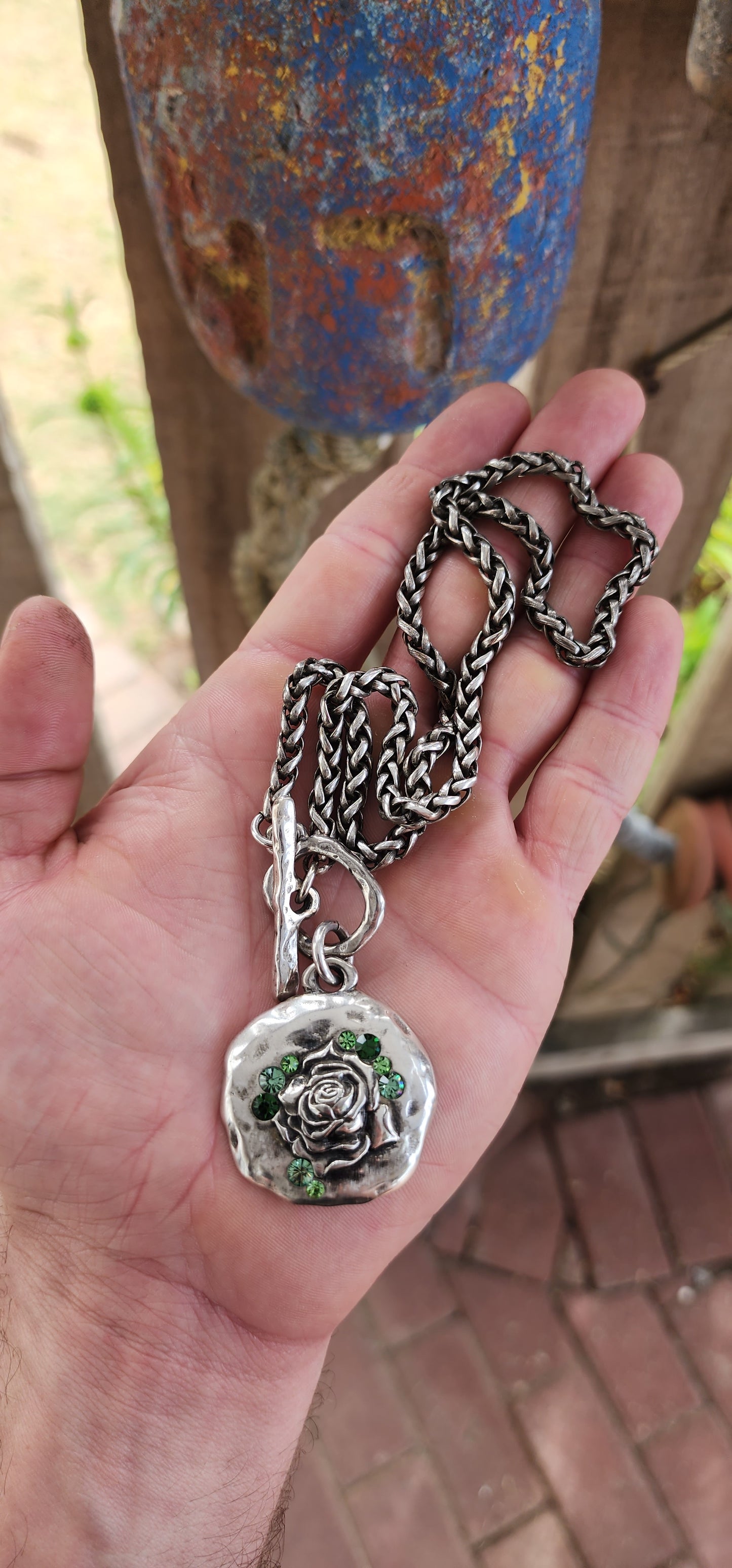 Chunky Vintage Danon Rose Necklace – Israeli Designer Costume Jewellery.