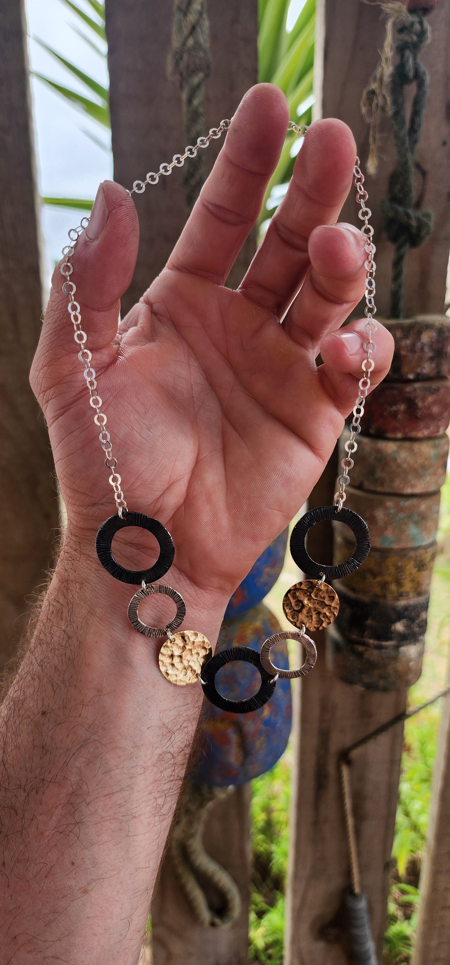 Modernist Circle Statement Necklace – Magnolia, New York (c. 1990s).