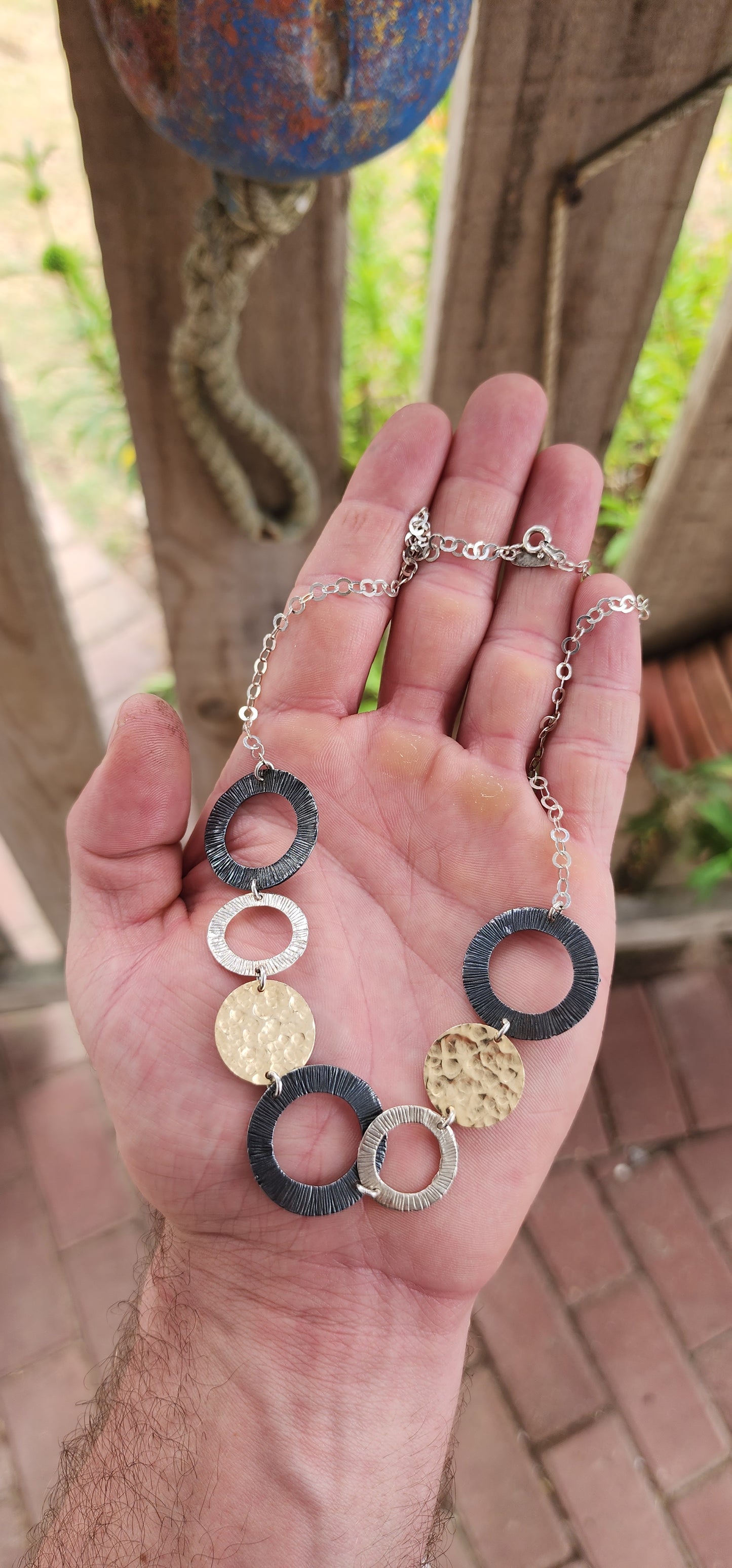 Modernist Circle Statement Necklace – Magnolia, New York (c. 1990s).