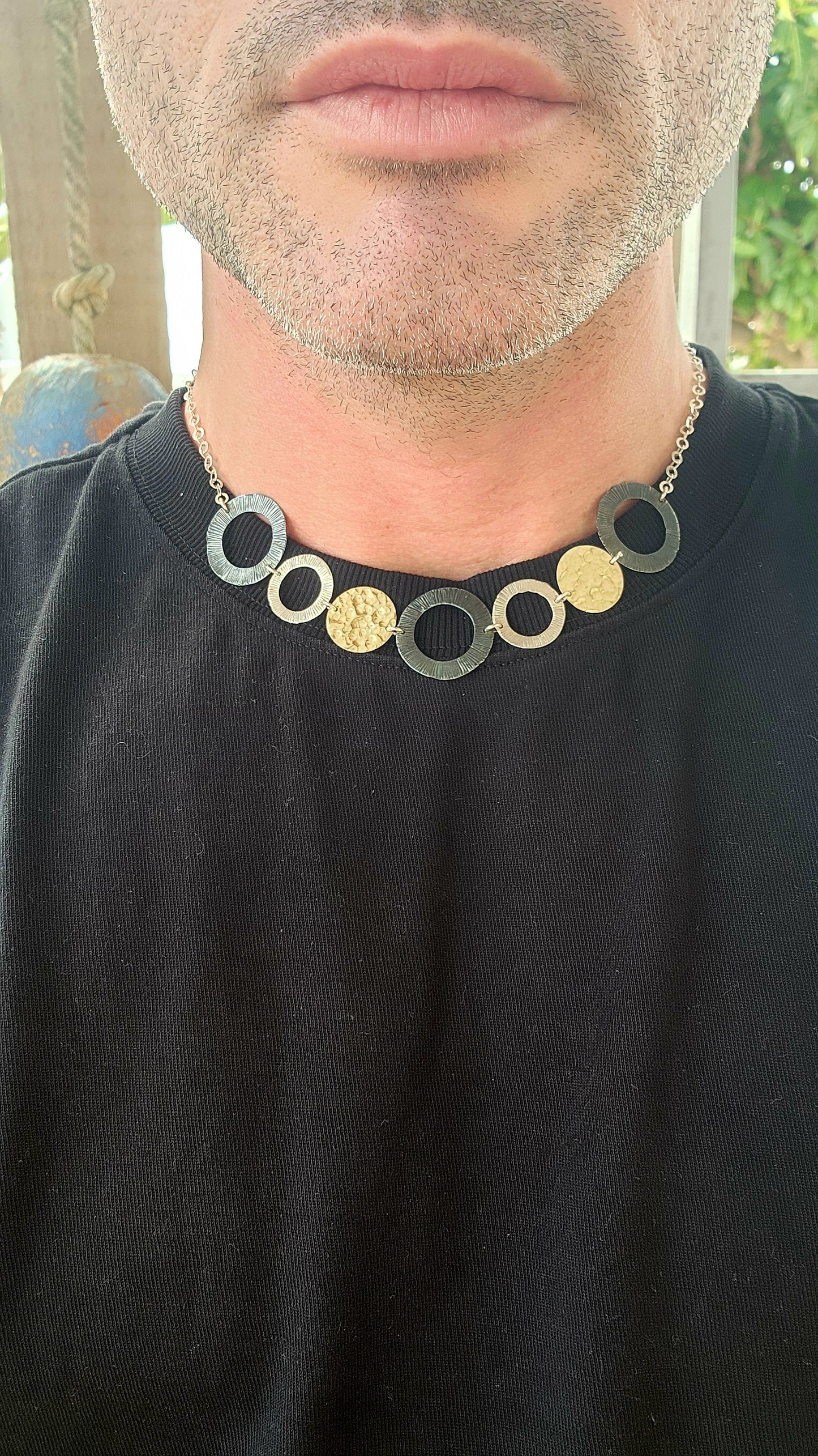 Modernist Circle Statement Necklace – Magnolia, New York (c. 1990s).