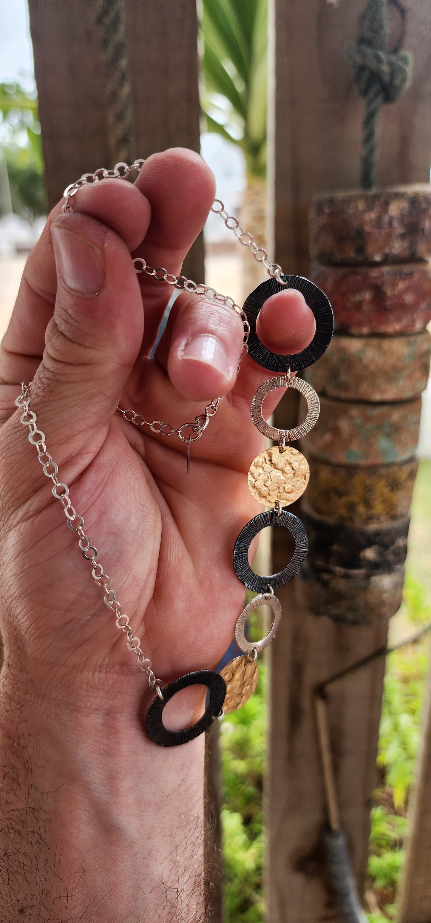 Modernist Circle Statement Necklace – Magnolia, New York (c. 1990s).