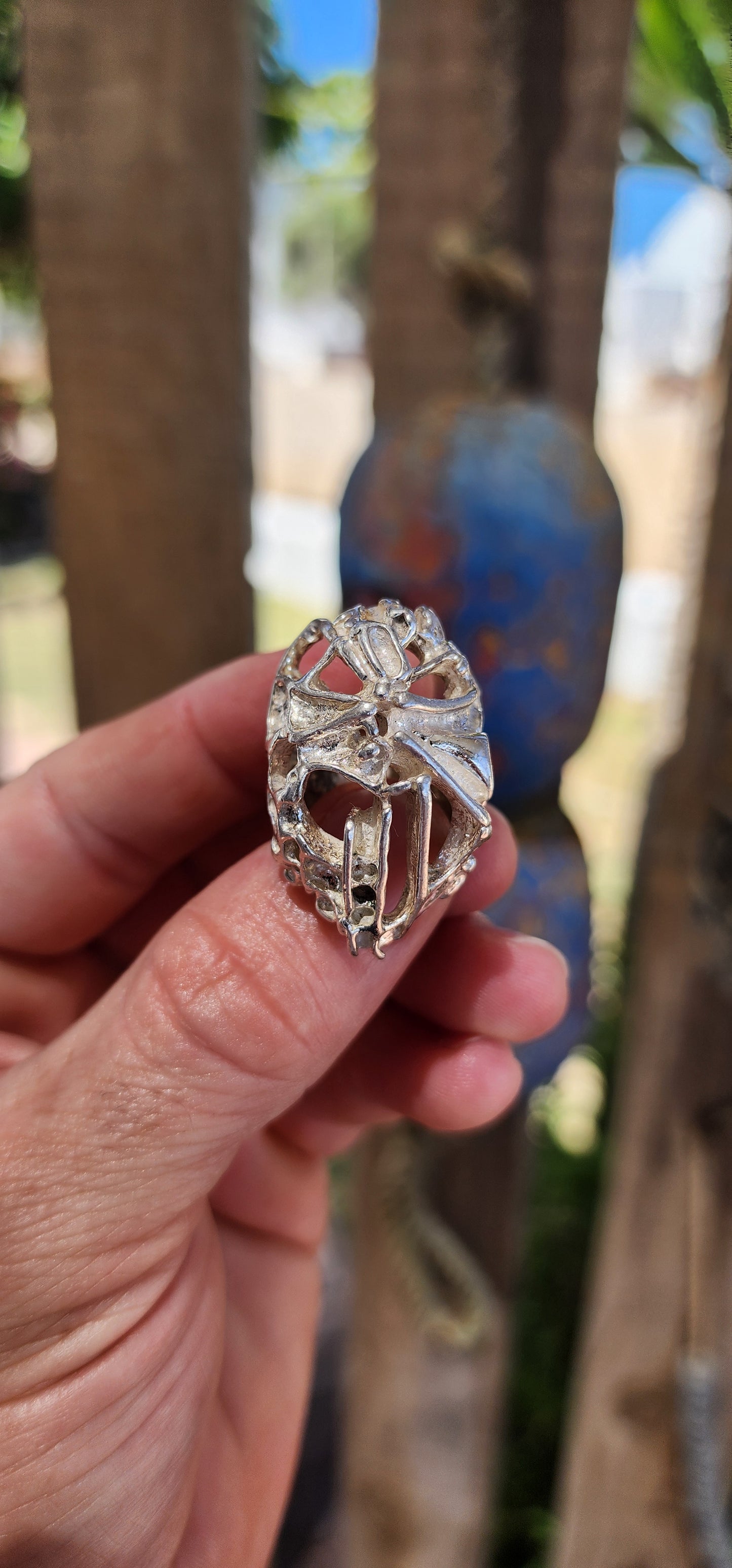 This iconic Norwegian brutalist ring is a powerful example of mid-century Scandinavian modernist jewellery at its most sculptural and uncompromising.