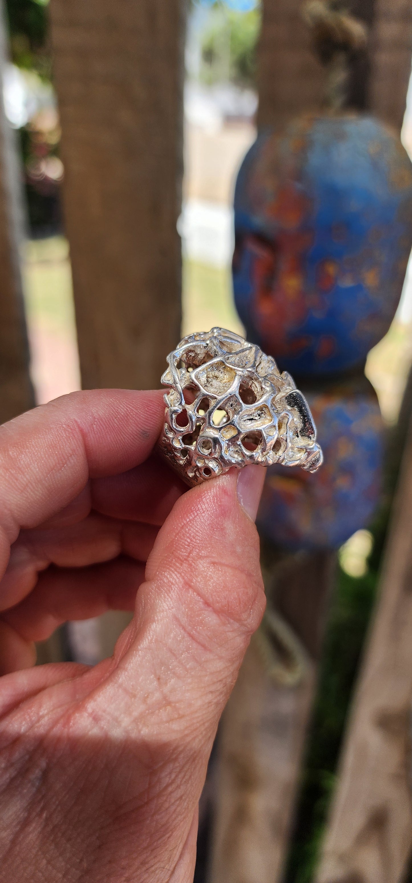 This iconic Norwegian brutalist ring is a powerful example of mid-century Scandinavian modernist jewellery at its most sculptural and uncompromising.