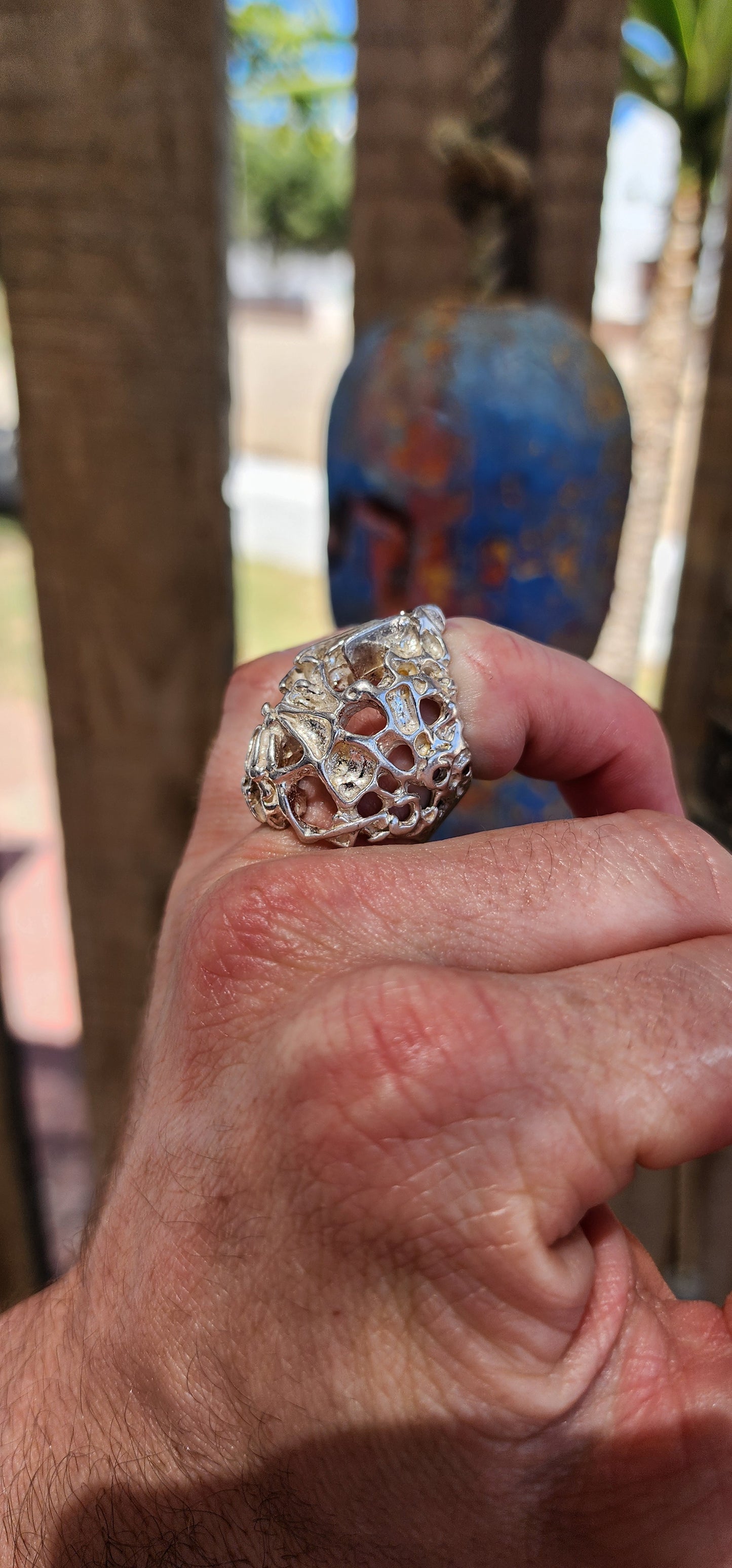 This iconic Norwegian brutalist ring is a powerful example of mid-century Scandinavian modernist jewellery at its most sculptural and uncompromising.