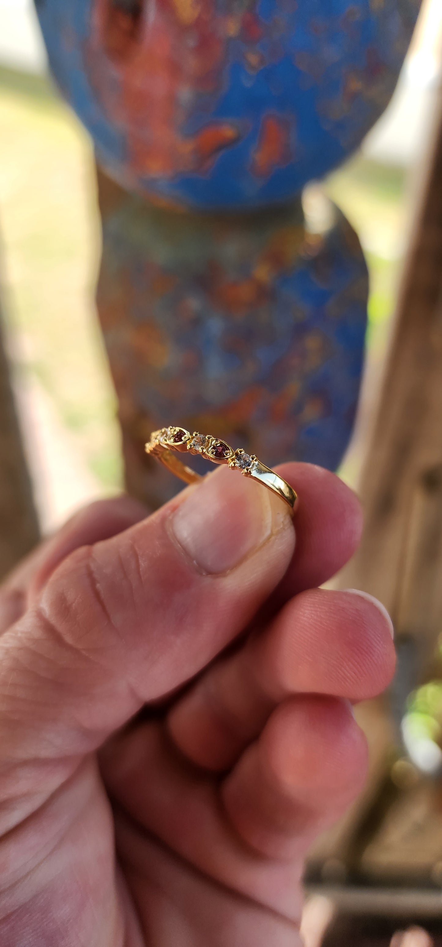 Crimson Blush Stacking Ring – Rhodolite Garnet