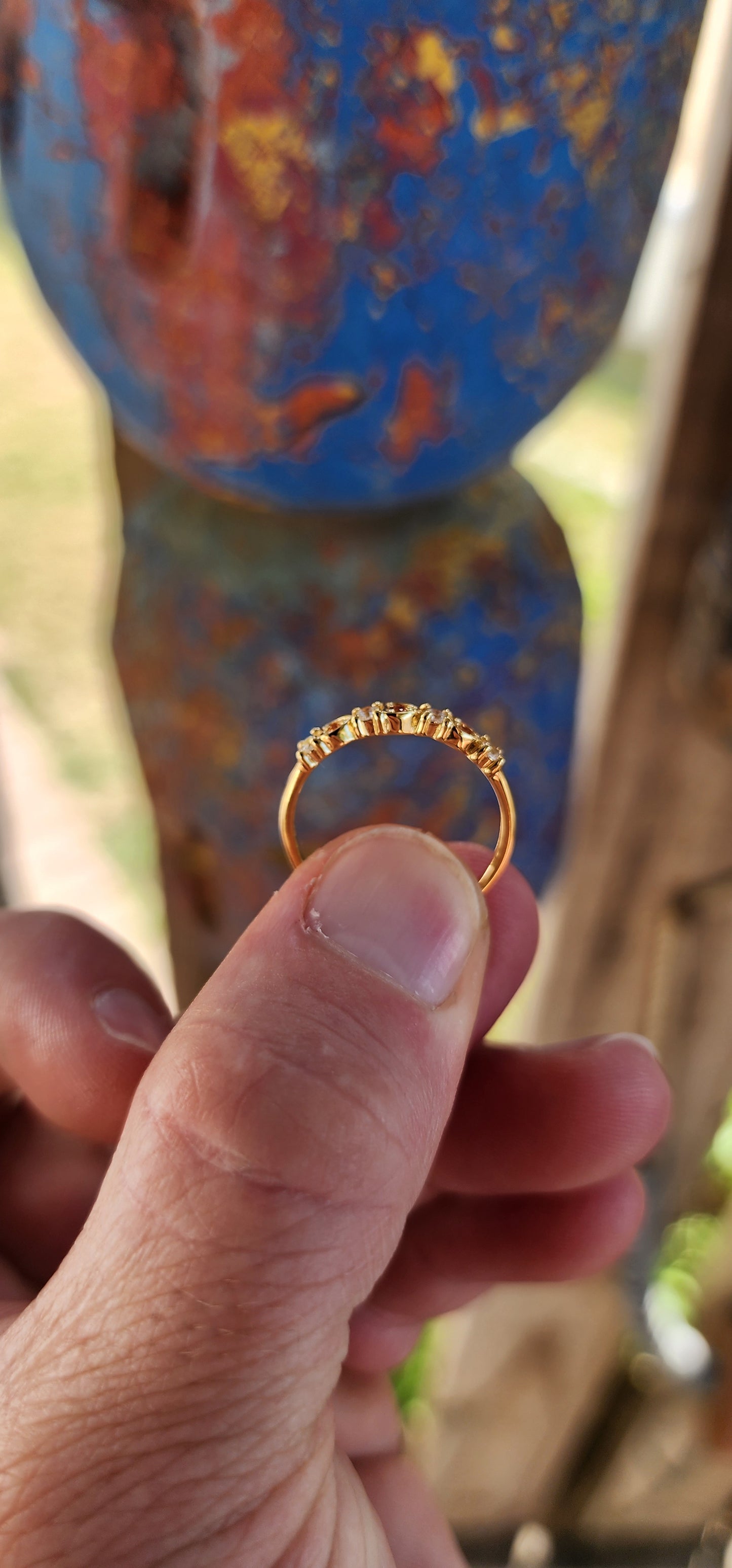 Sunset Spark Stacking Ring – Orange Sapphire