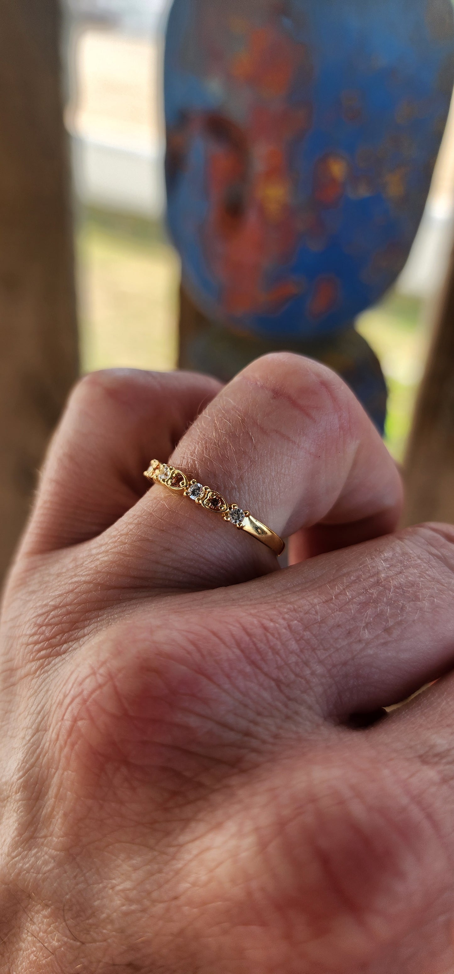 Sunset Spark Stacking Ring – Orange Sapphire