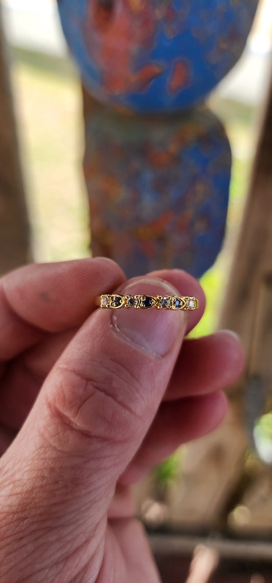 Midnight Tide Stacking Ring – Blue Sapphire