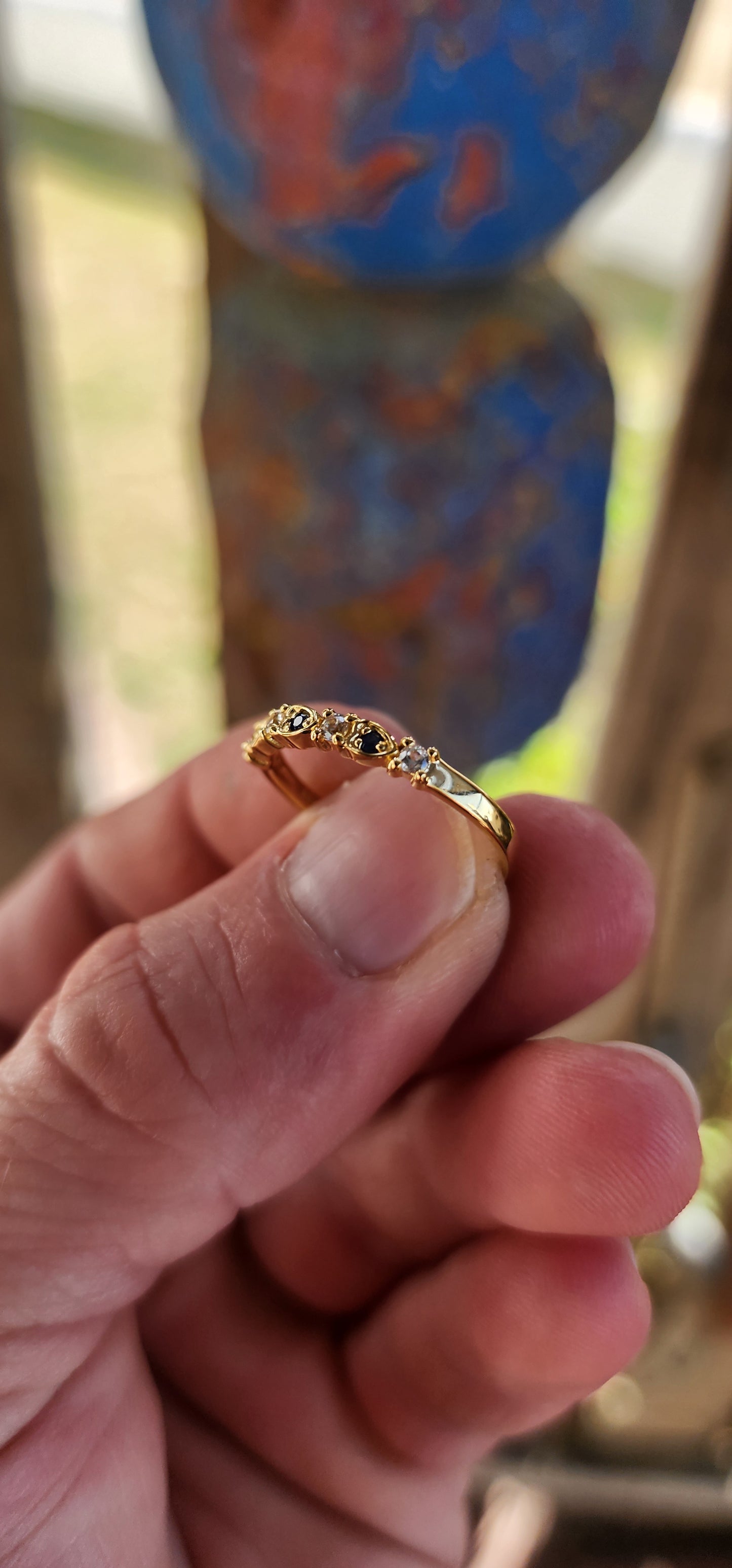 Midnight Tide Stacking Ring – Blue Sapphire
