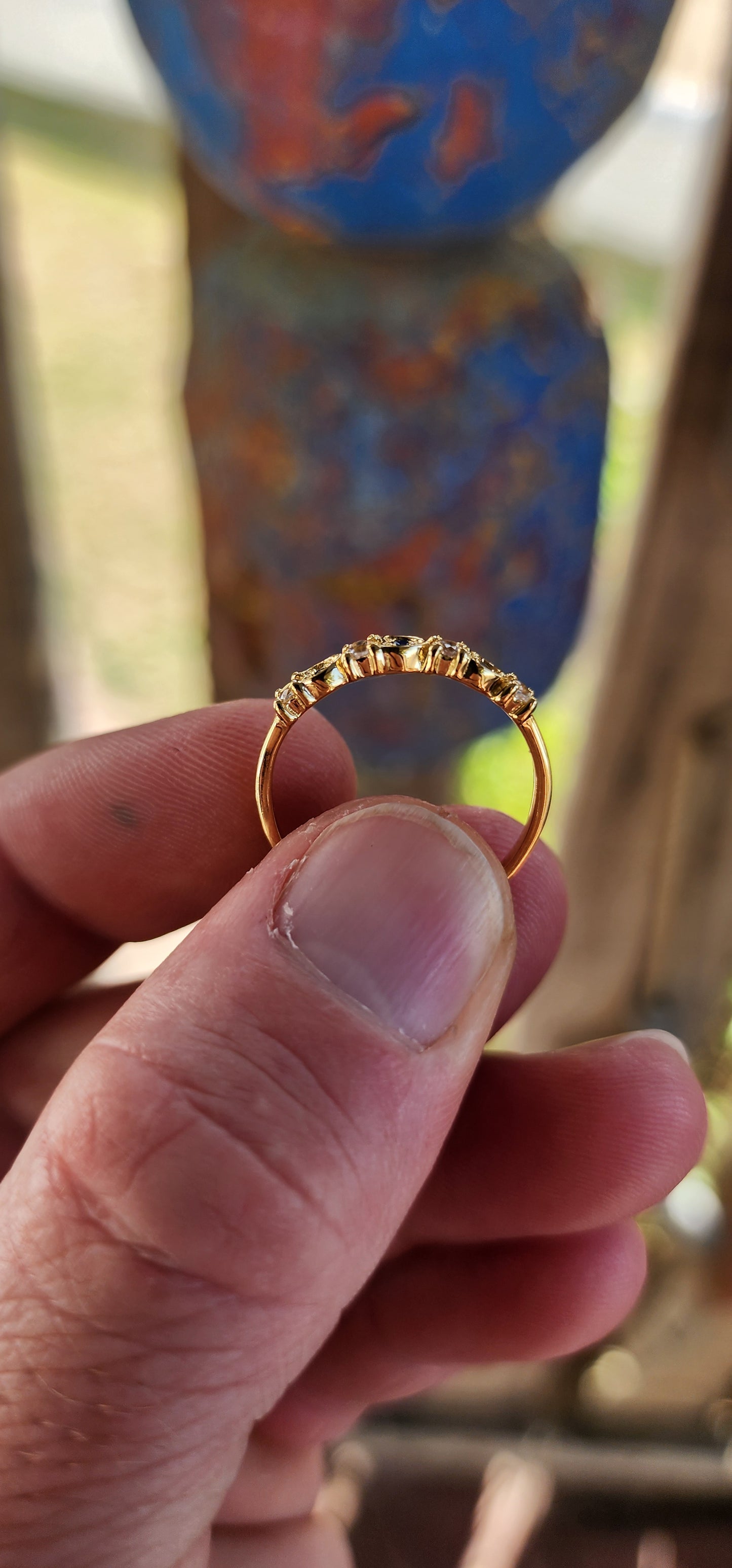 Midnight Tide Stacking Ring – Blue Sapphire