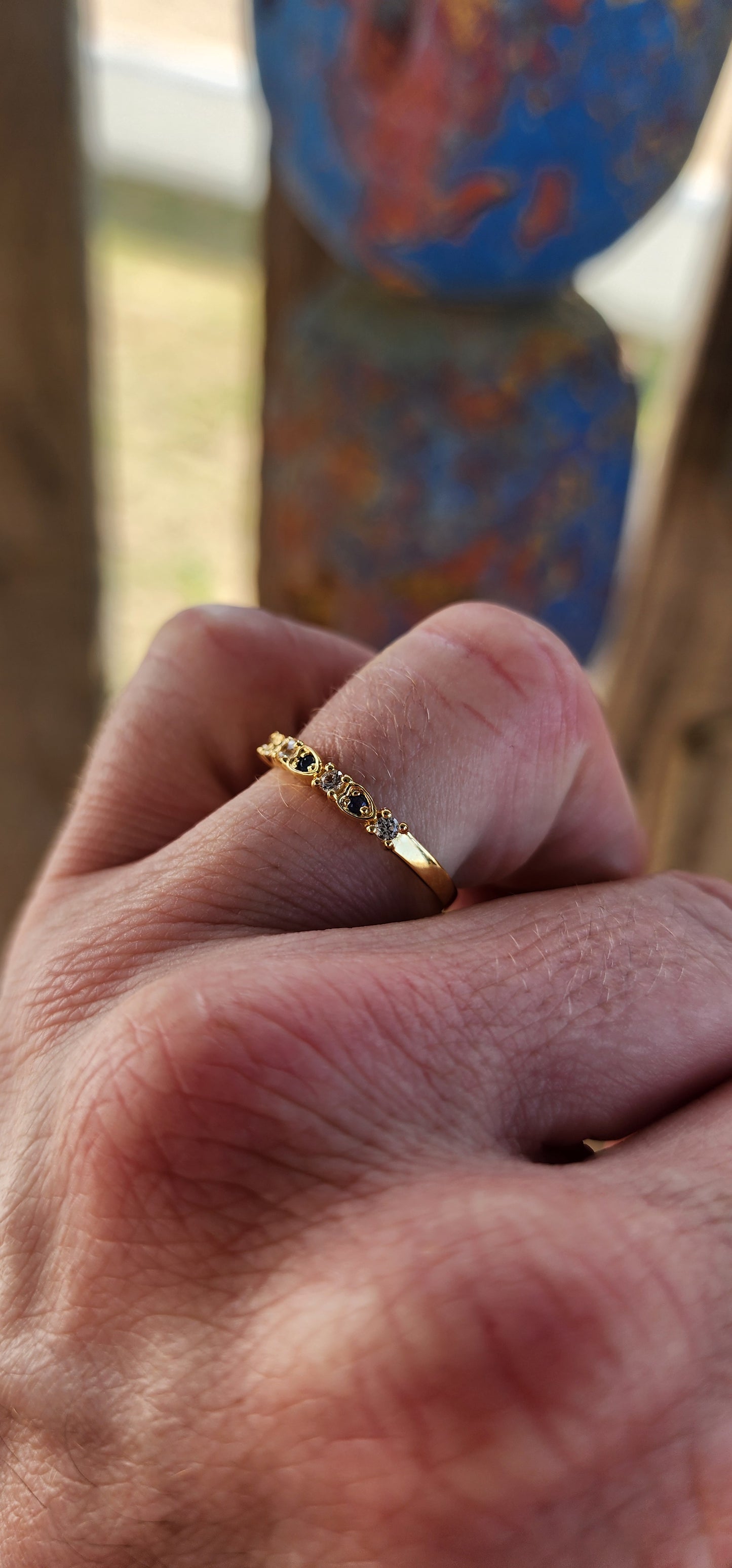 Midnight Tide Stacking Ring – Blue Sapphire