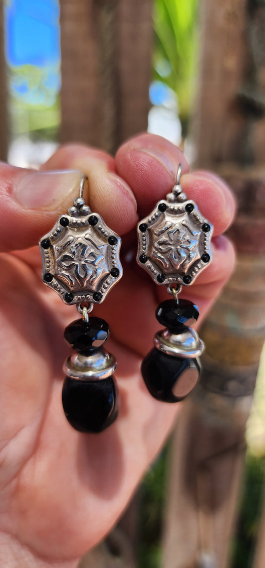 A bold and seriously striking pair of designer costume drop earrings by Israeli jewellery house DANON.