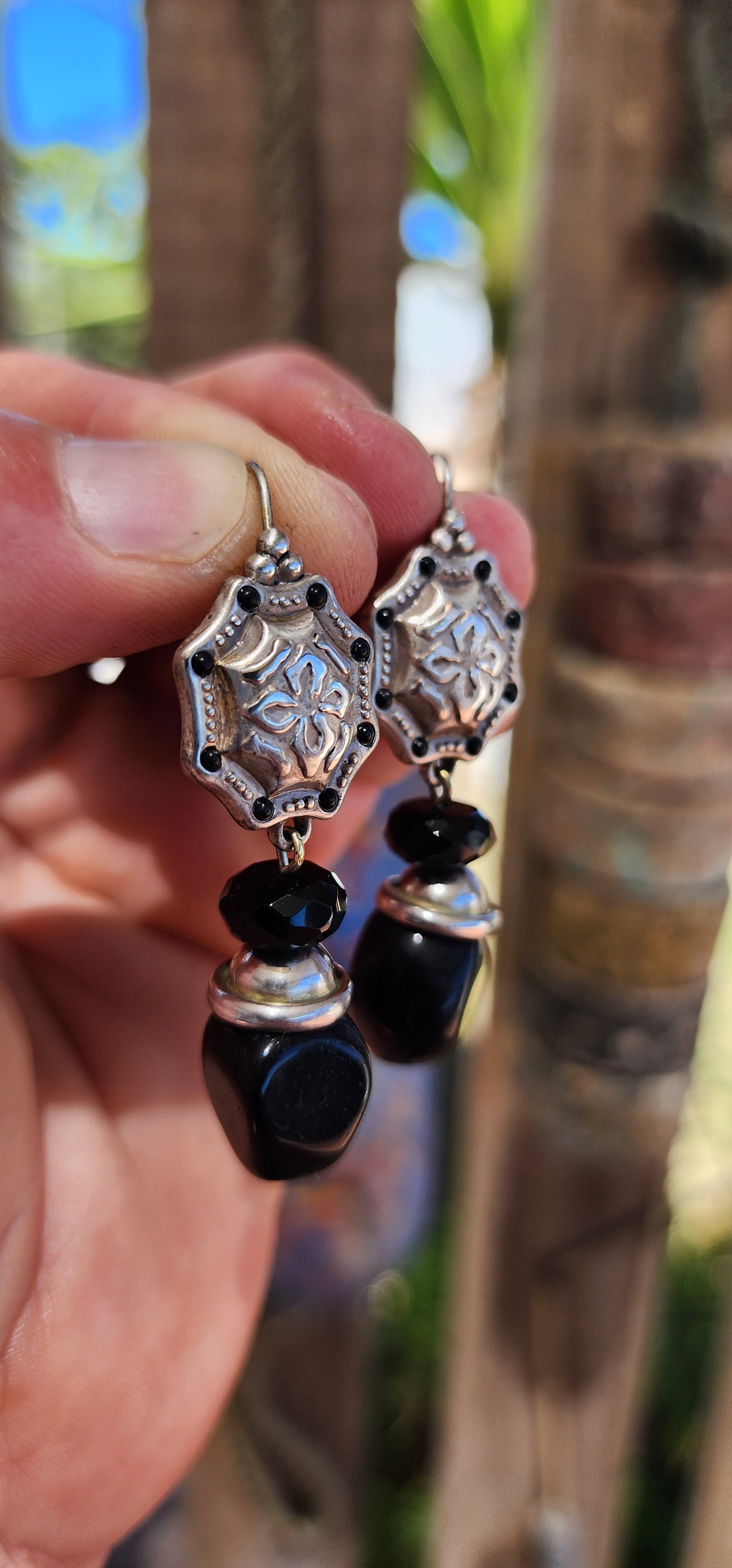 A bold and seriously striking pair of designer costume drop earrings by Israeli jewellery house DANON.