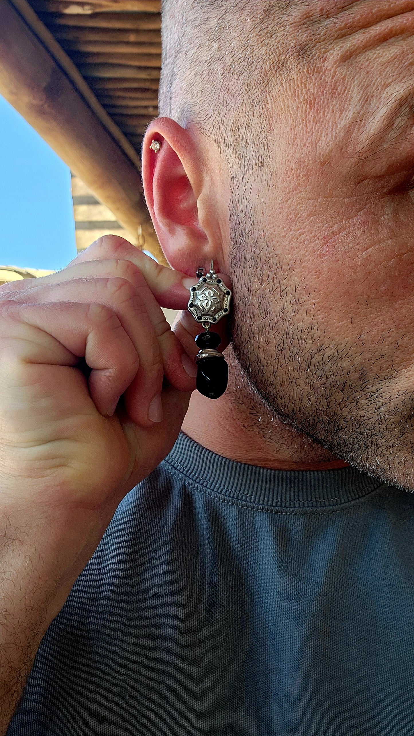 A bold and seriously striking pair of designer costume drop earrings by Israeli jewellery house DANON.