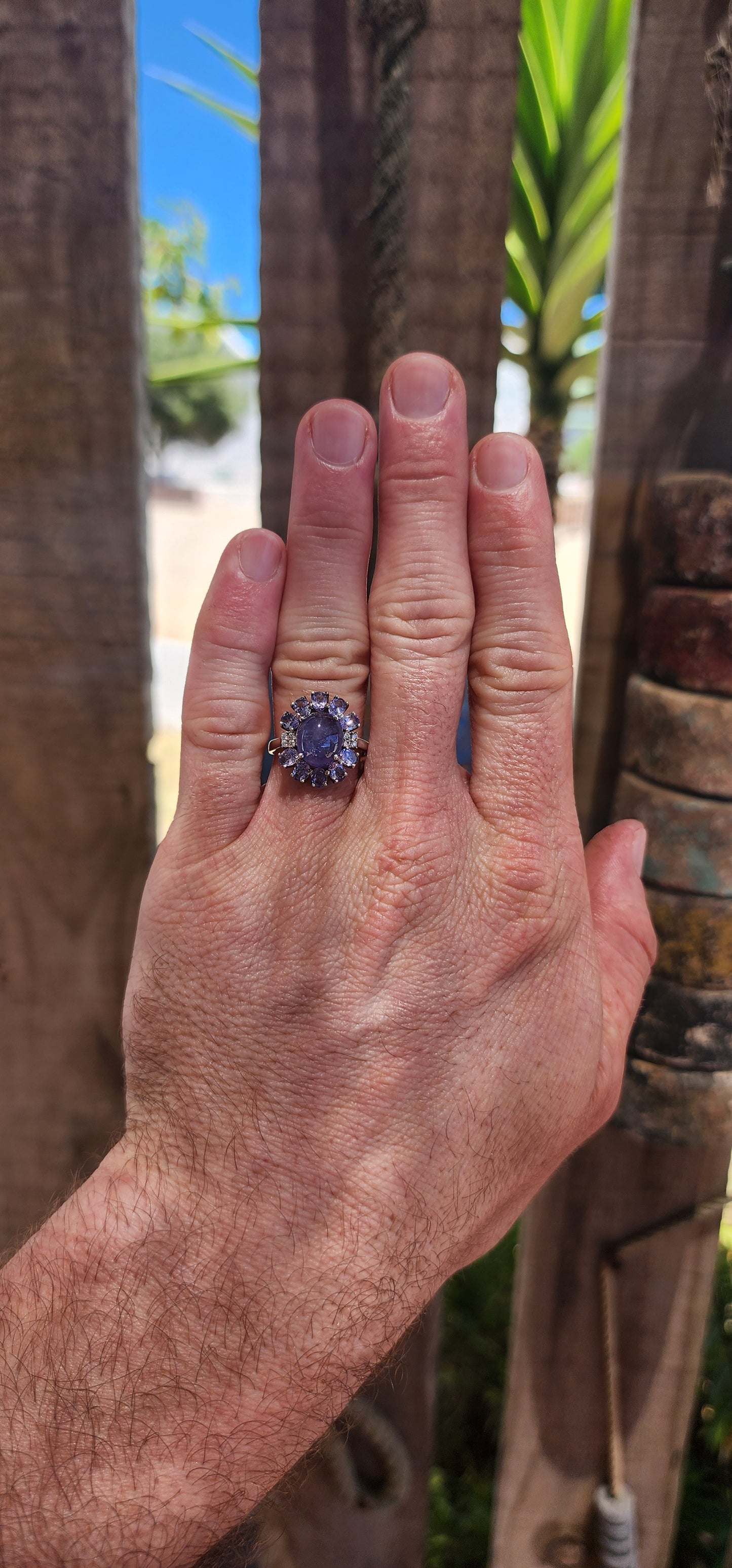 WOW… she’s magic — Tanzanite Halo / Cluster Dress Ring in Sterling Silver.