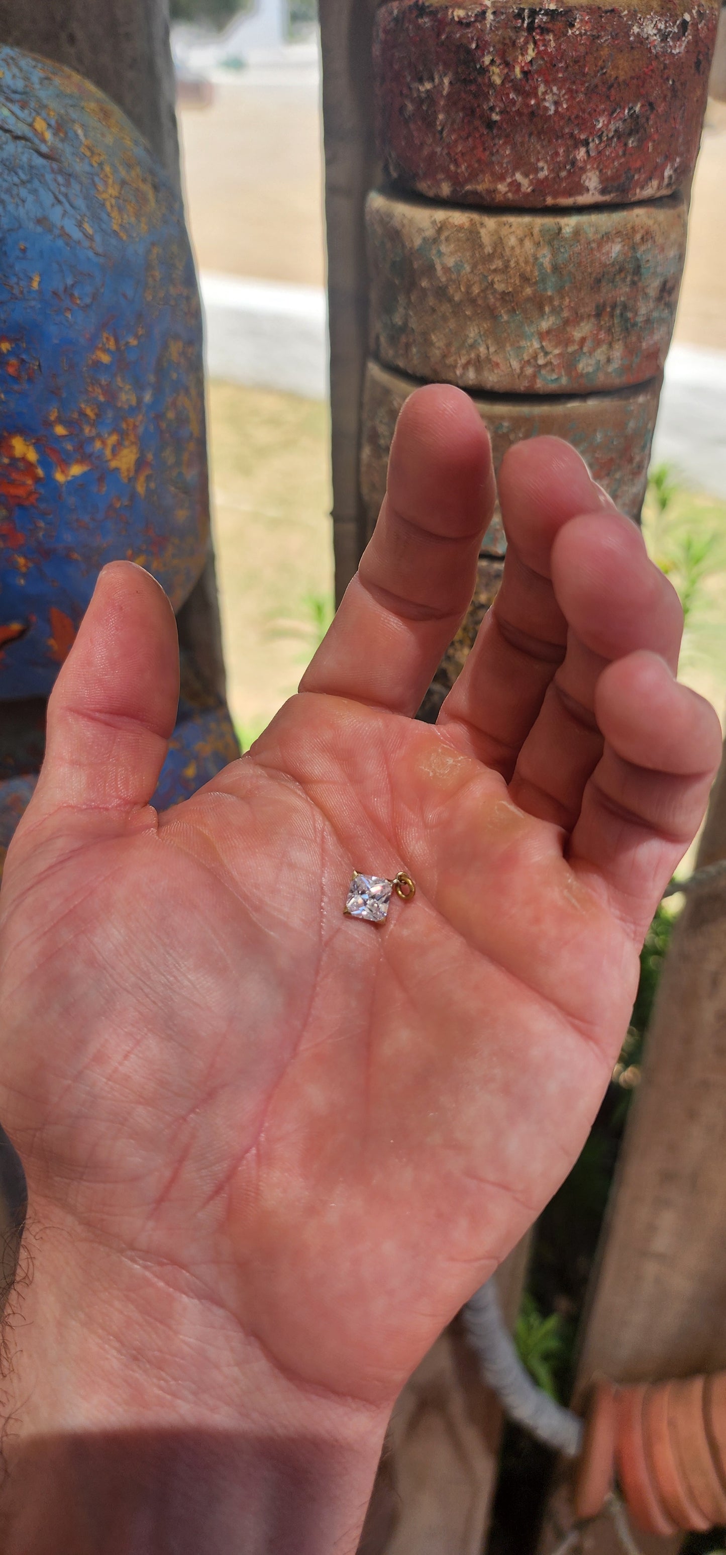 Minimalist Vintage 9ct Yellow Gold Princess-Cut CZ Pendant / Charm