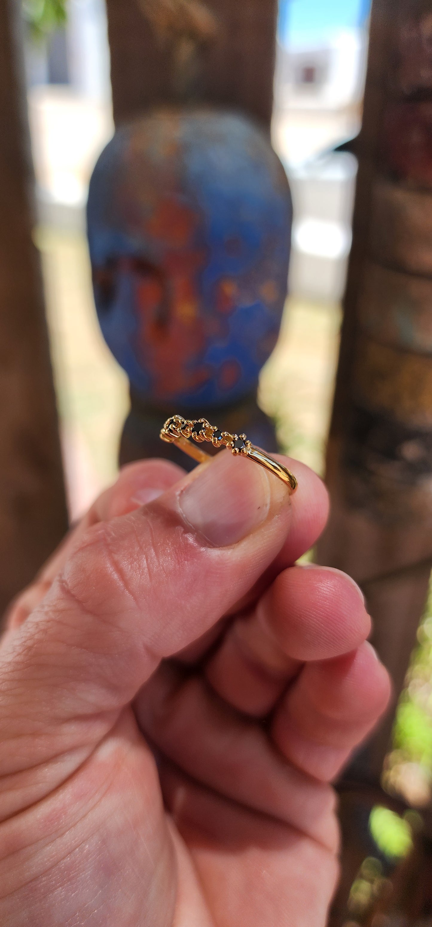 Black Diamond Sparkle Stacking Ring (Half Eternity Style)