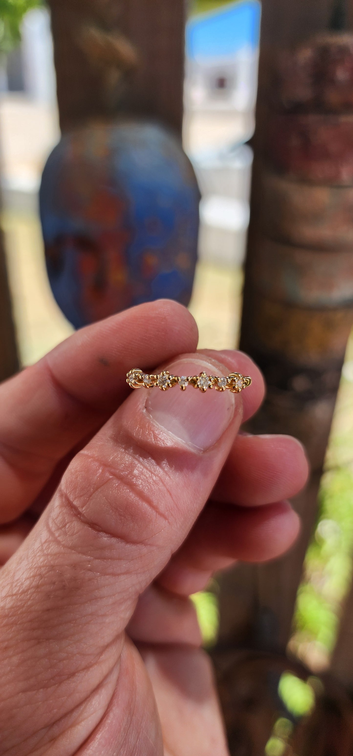 Salt & Pepper Diamond Stacking Ring(Half Eternity Style)