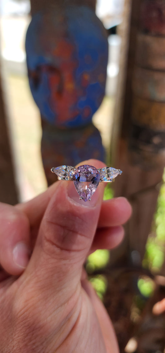 Winged Amethyst Trilogy Ring (Sterling Silver) 
An absolute fairytale statement ring with serious “guardian angel energy”.