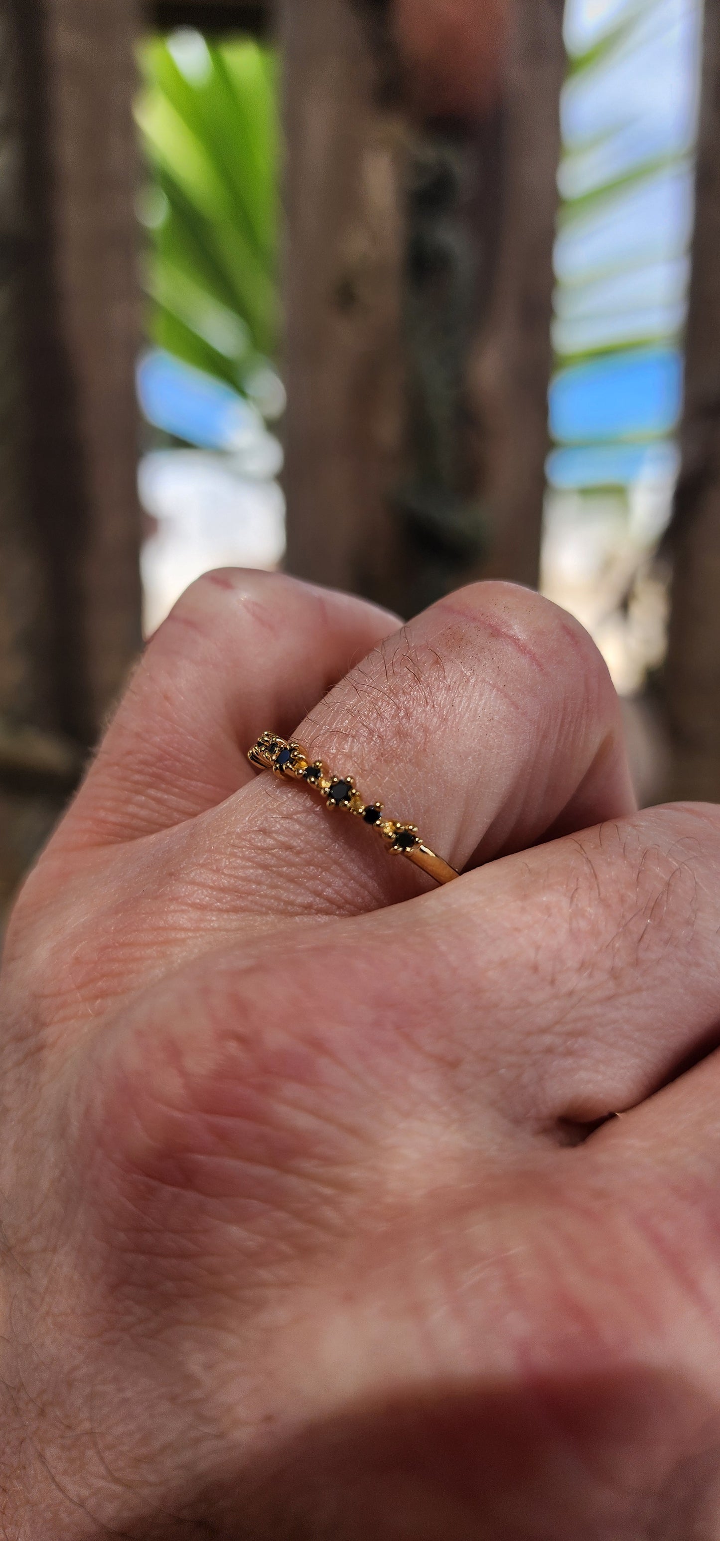 Black Diamond Sparkle Stacking Ring (Half Eternity Style)