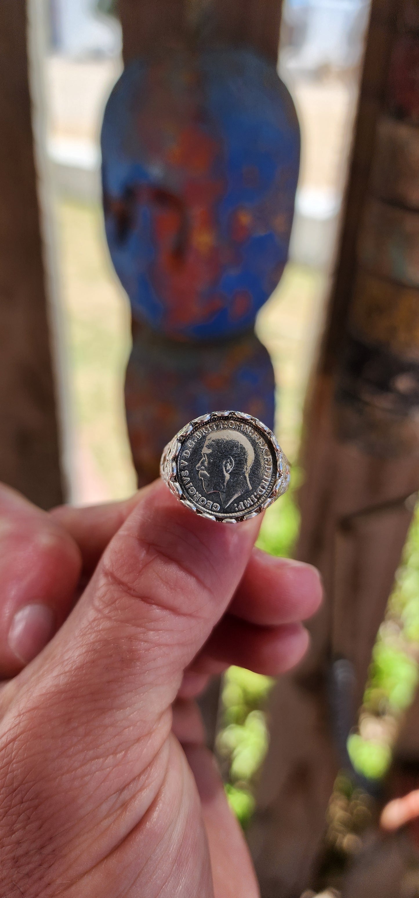 Vintage 1970’s Unisex Sterling Silver Coin Signet Ring.