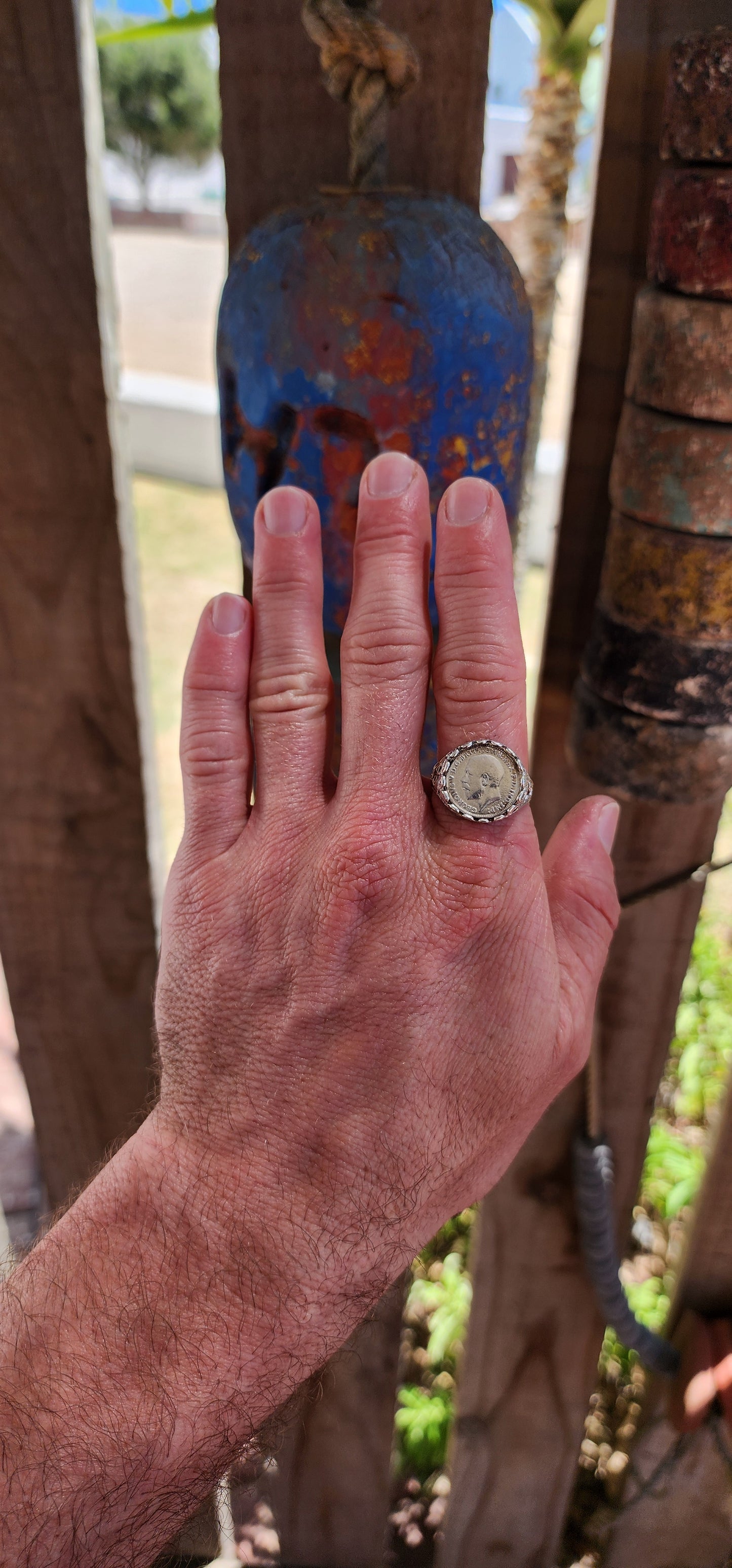 Vintage 1970’s Unisex Sterling Silver Coin Signet Ring.