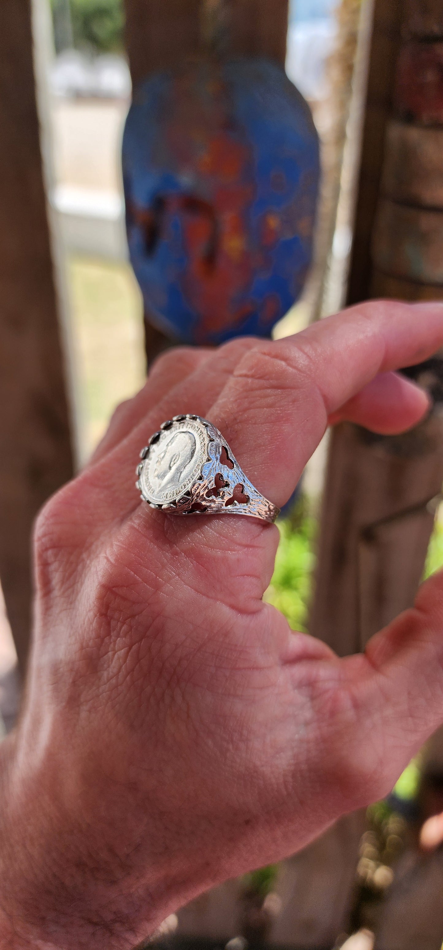 Vintage 1970’s Unisex Sterling Silver Coin Signet Ring.