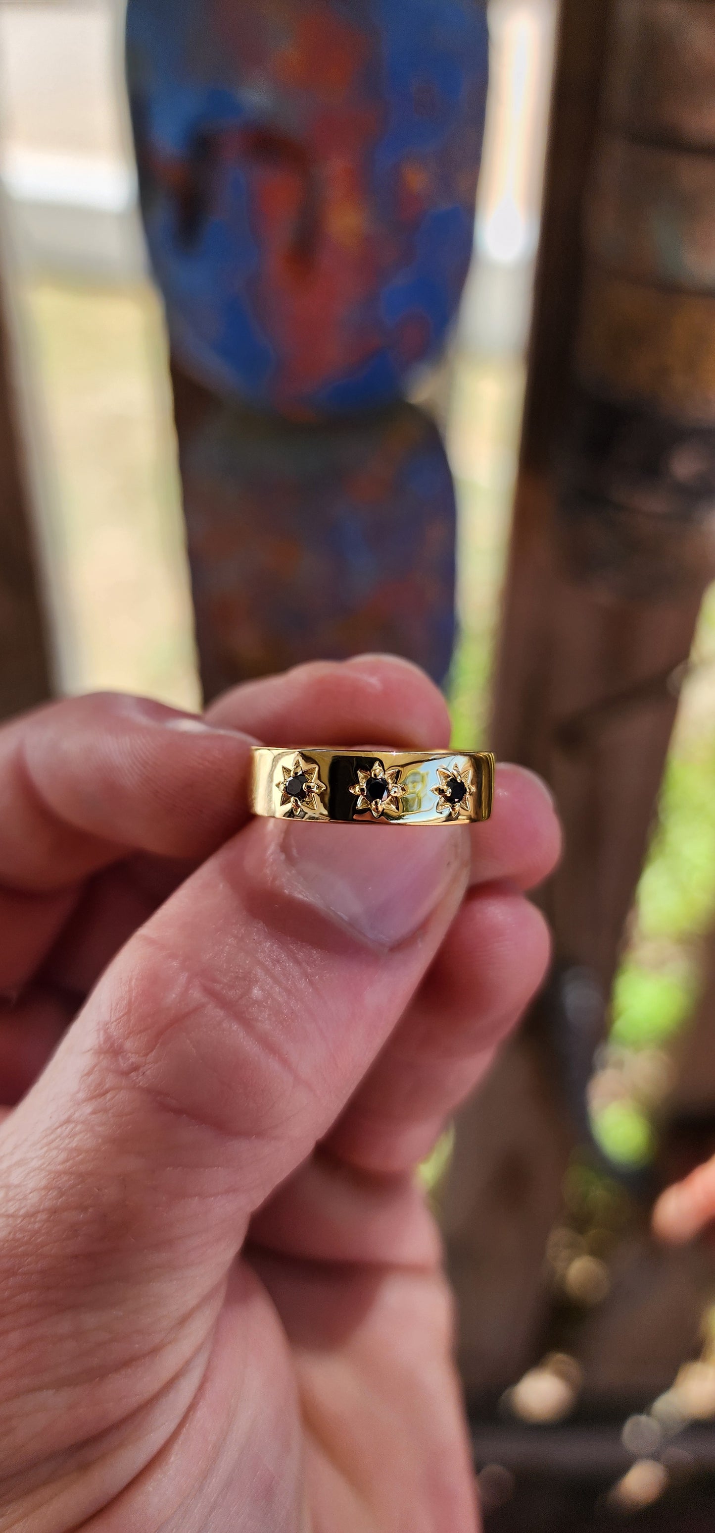 Marvelous Black Diamond Unisex Gypsy-Style Ring.